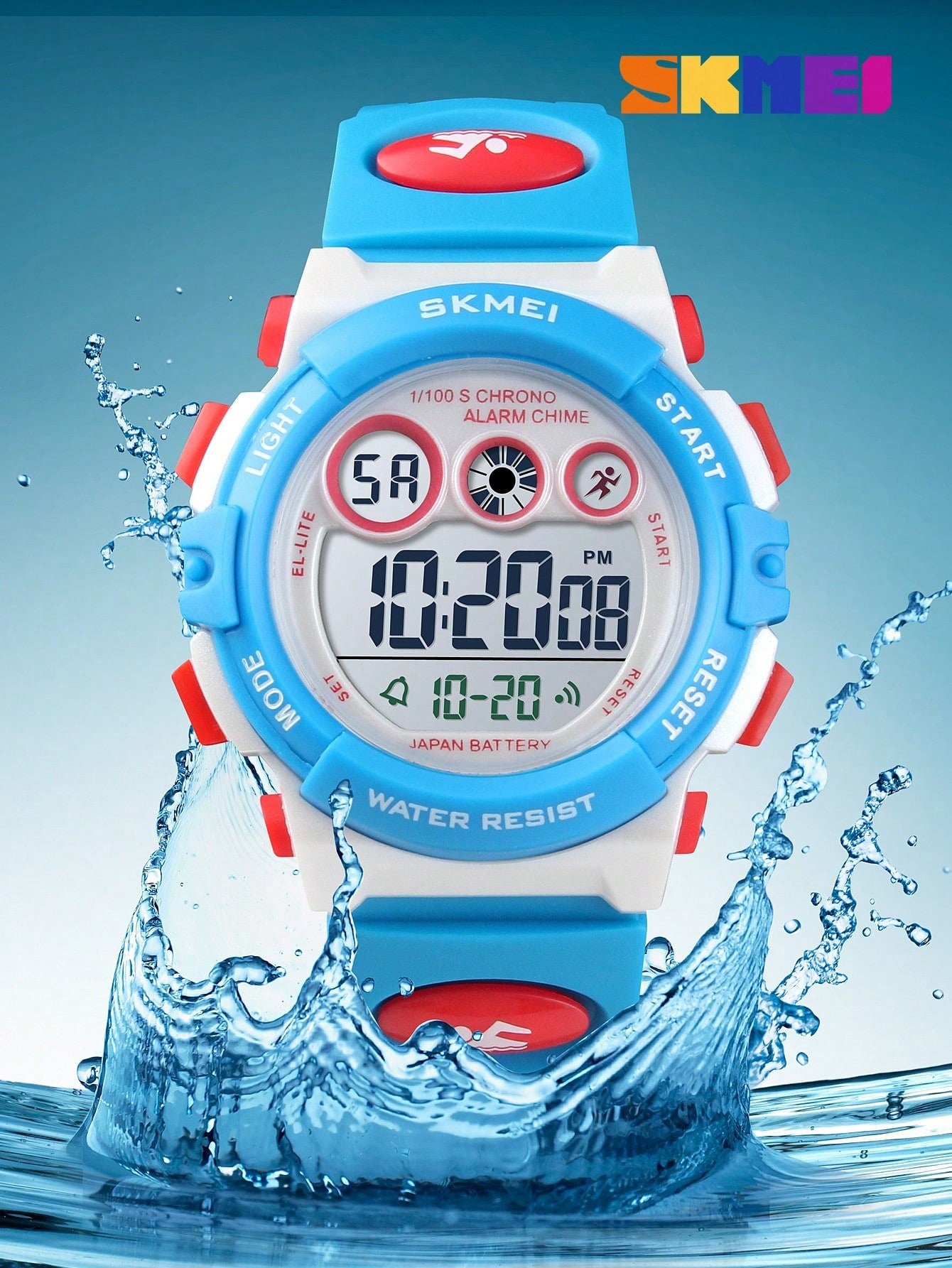 1pc Kids Pink TPU Strap Sporty Water Resistant Round Dial Digital Watch For Daily Life