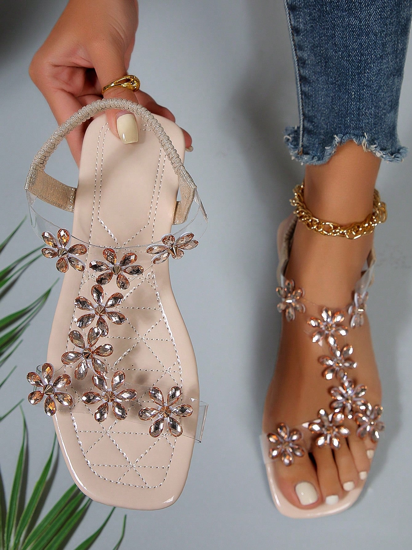 Summer Bowknot Rhinestone Series Elegant Flat/High Heel Open-Toe Sandals/Slippers For Women, Bohemian Dancing Party