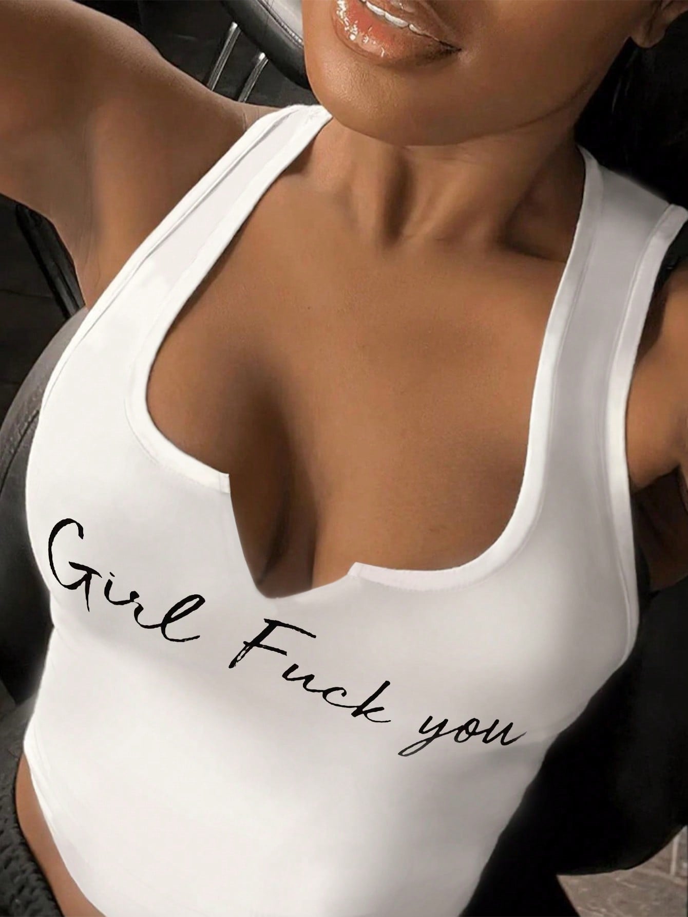 Plus Size Women'S Slogan Printed Tank Top