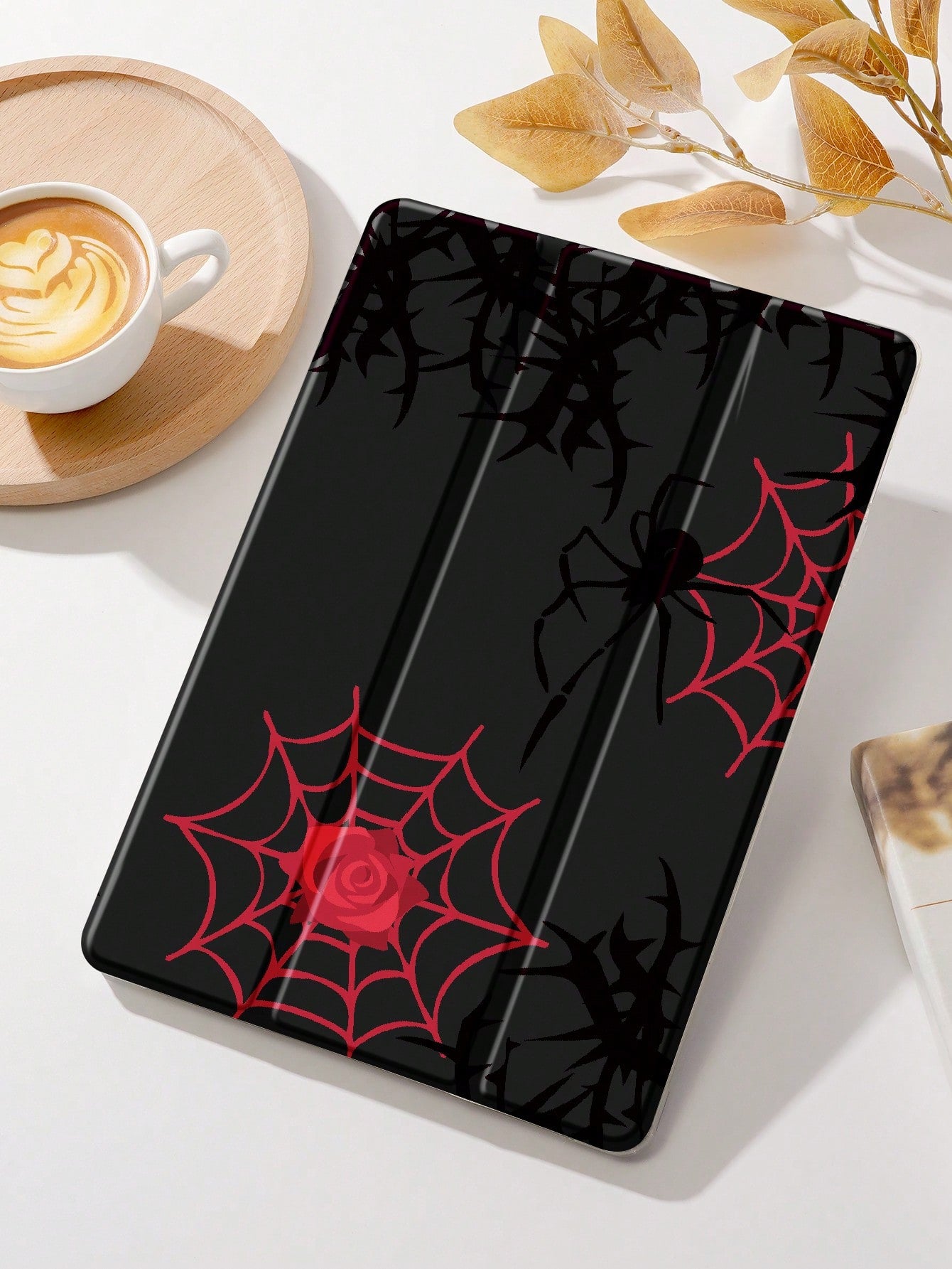 1pc Thorn Spider Pattern Tablet Cover, With Pen Holder, Drop Protection, Support Sleep/Wake Function, Compatible With Samsung, Huawei, Xiaomi And Ipad