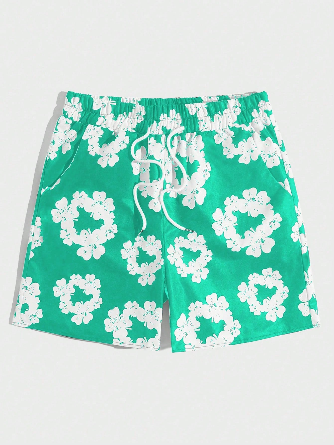 Street Life Men's Lucky Clover Print Drawstring Waist Shorts