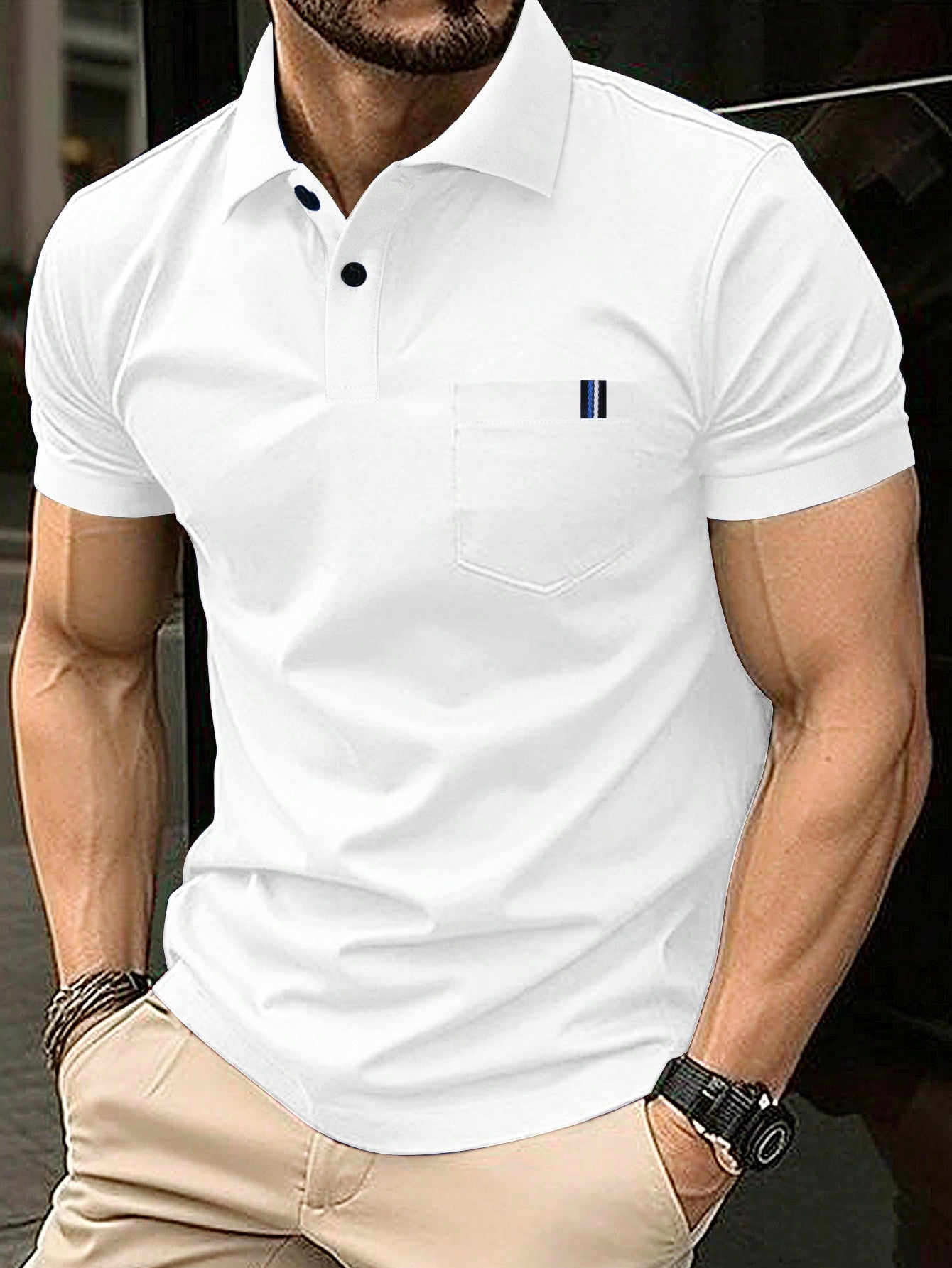 Men's Solid Color Short Sleeve Polo Shirt