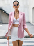 Solid Color Notched Lapel Suit Jacket