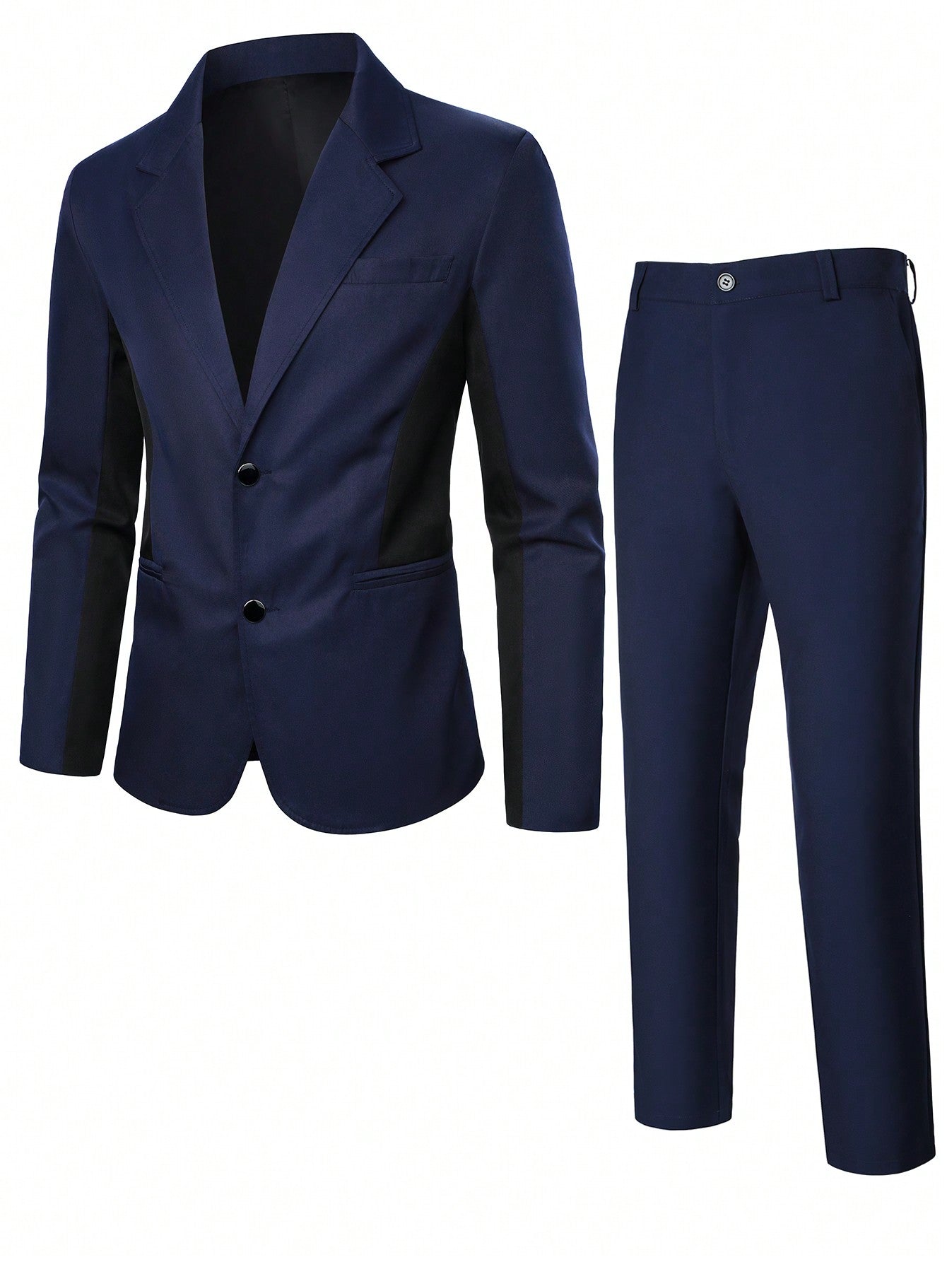 Men Solid Color Casual Single Breasted Suit Jacket And Suit Pants Set