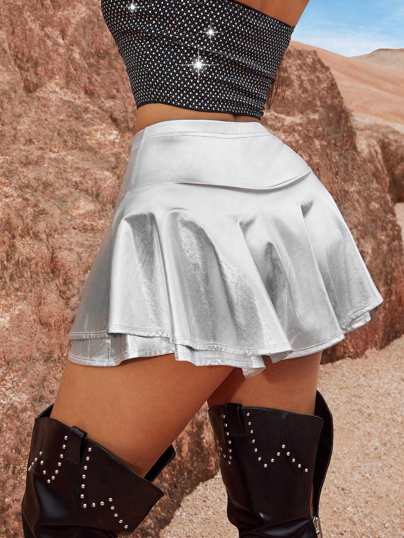 Summer High Waist Ruffle Hem Skort