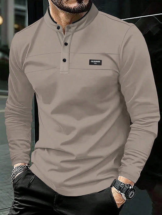 Men's Color Collar Long Sleeve Polo Shirt