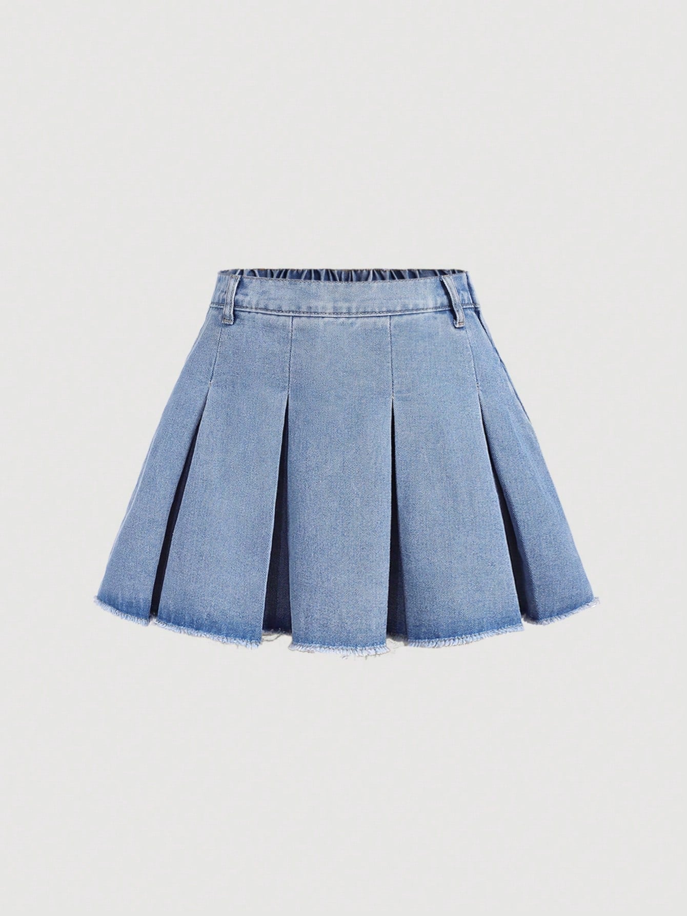 Tween Girls Simple Ruffled Denim Skirt, Casual Everyday Wear