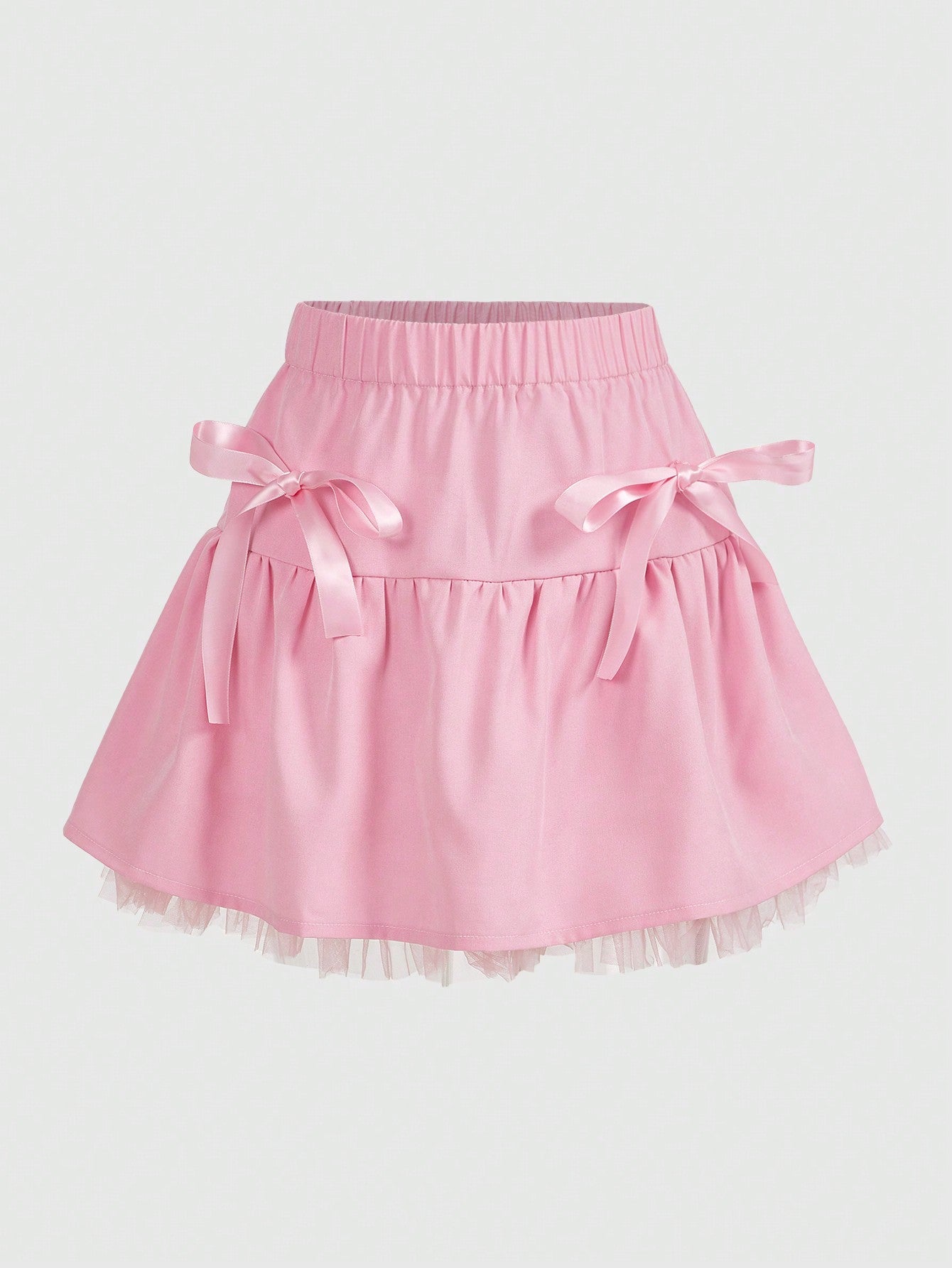 Bow Front Mesh Hem Skirt