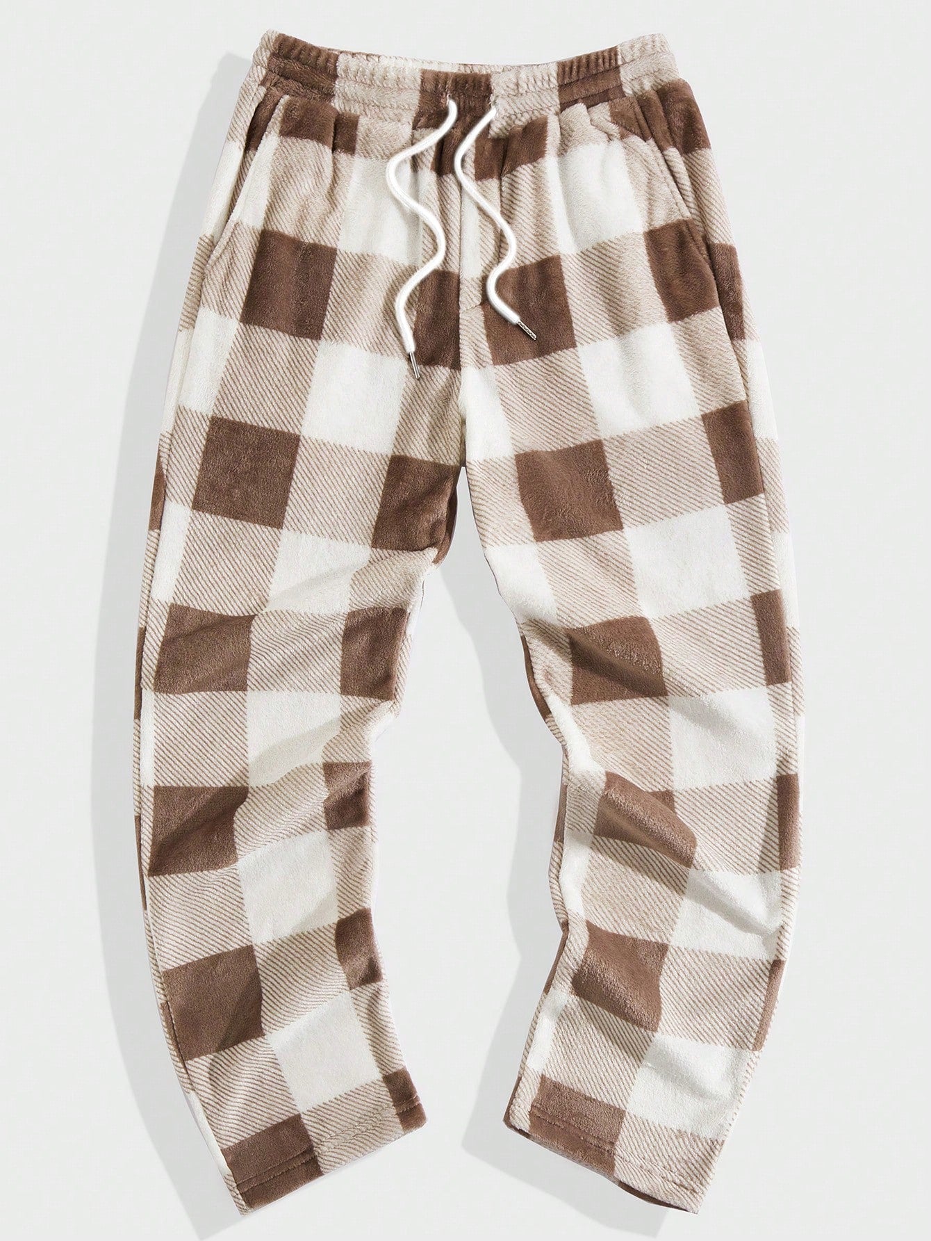 Men's Checkered Knit Casual Straight Sweatpants