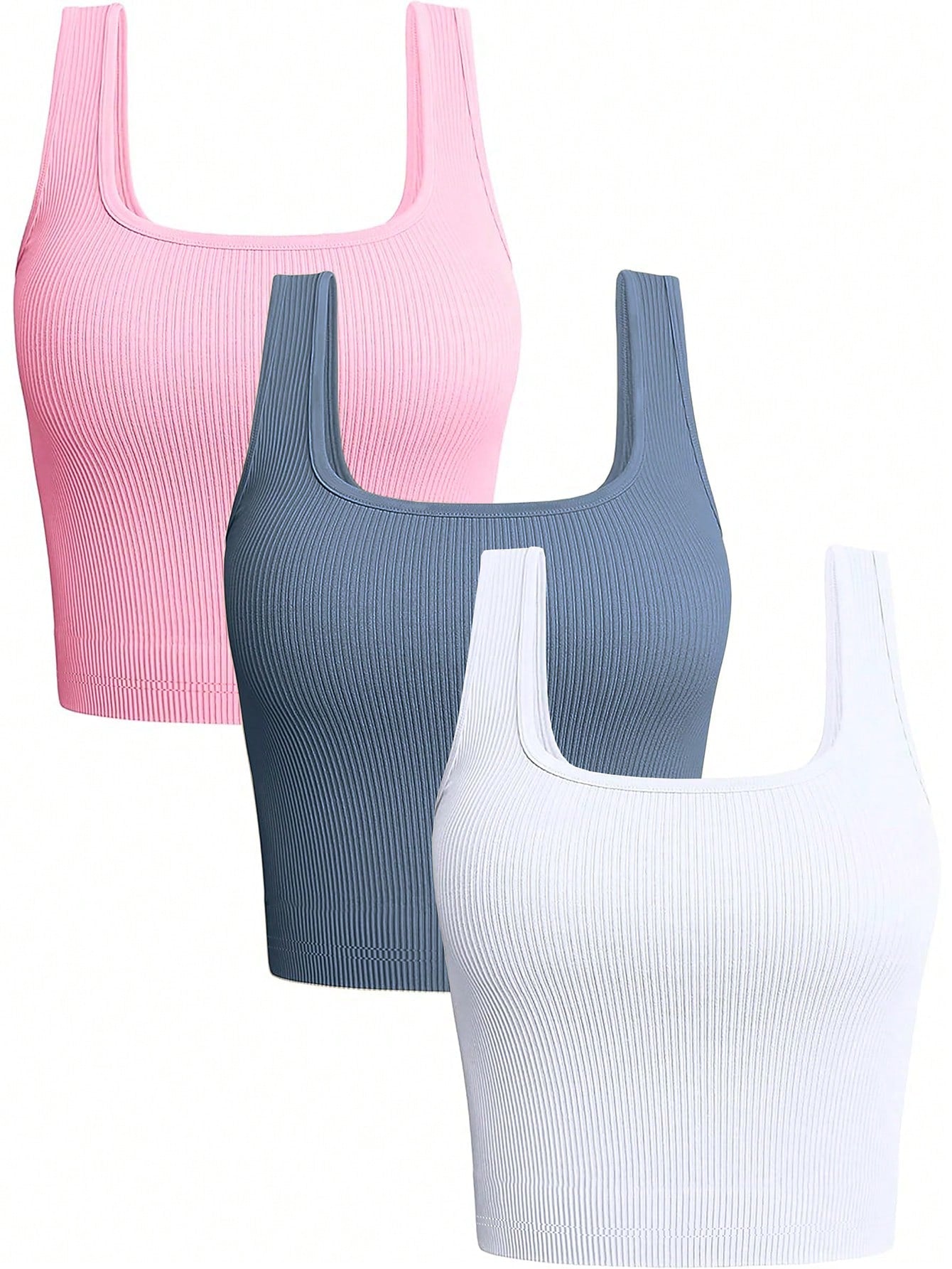 Women's Solid Color Ribbed Knit Cropped Tank Top