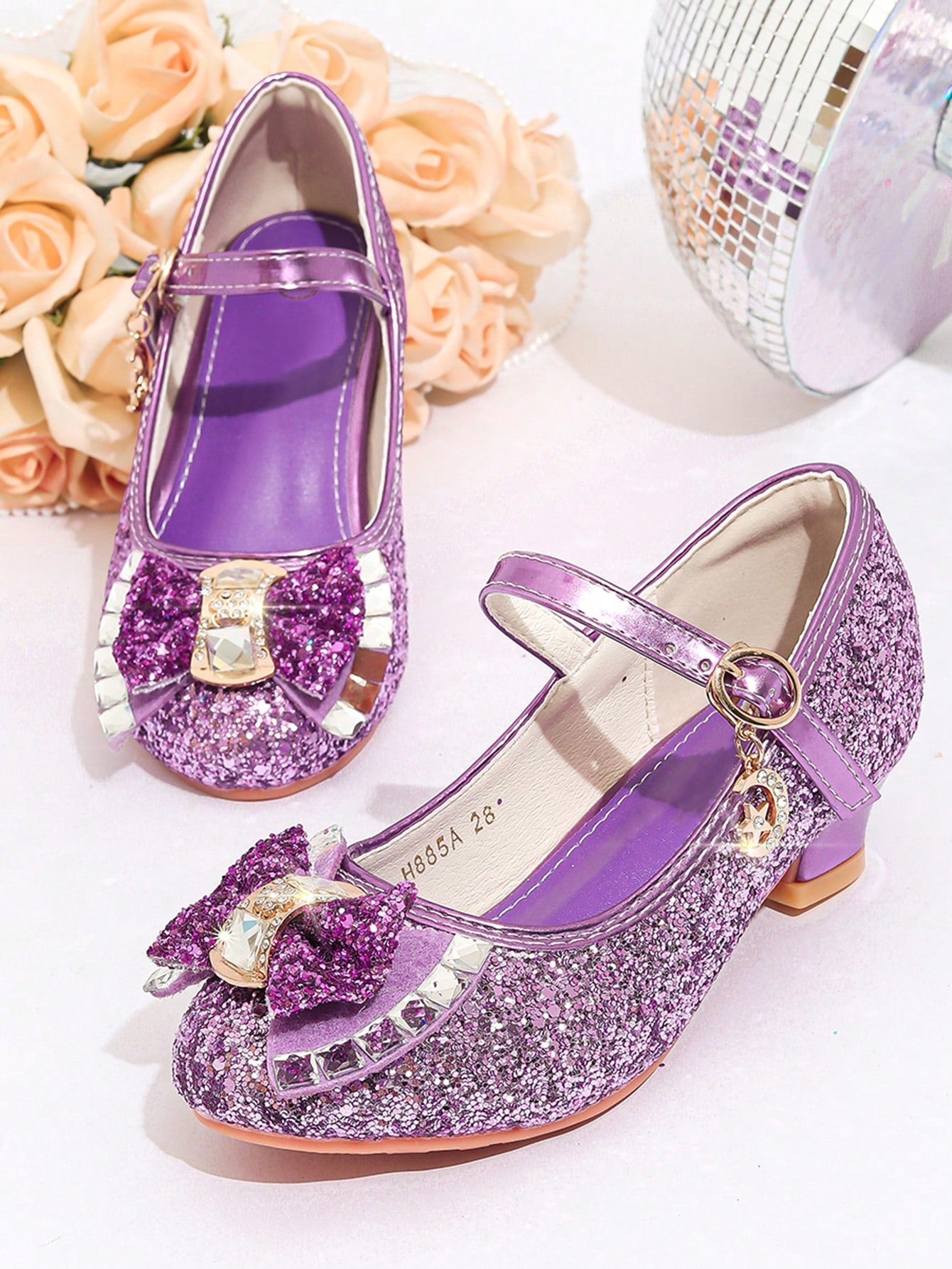 Girls' High Heels, New Children's Princess Crystal Shoes With Soft Soles, Versatile