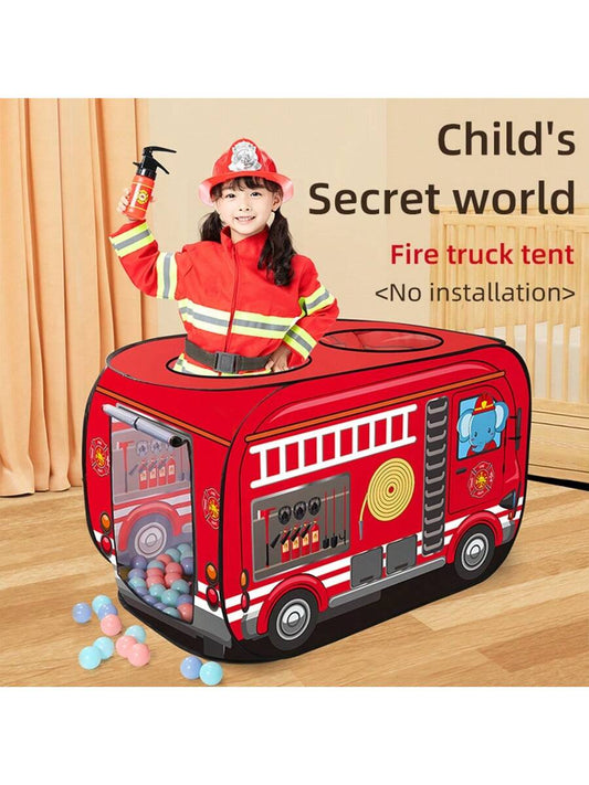 1pc Children's Tent Indoor/Outdoor Playhouse Toy House Portable Foldable Red Fire Engine