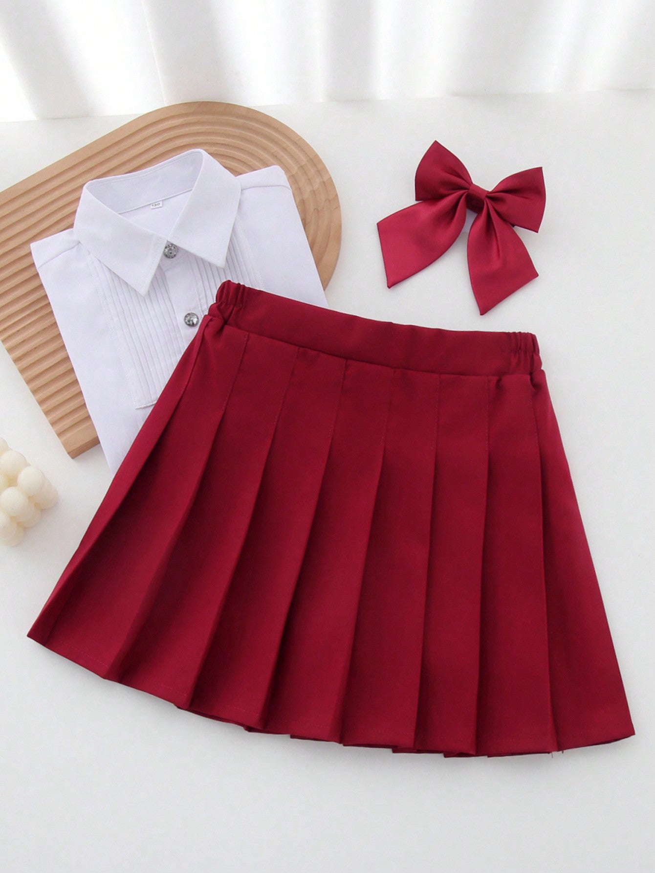 Tween Girls' School Uniform Skirt Elegant Intellectual Anti-Exposure Underpants, Back To School Performance Outfit