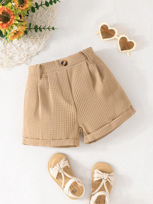 Young Girl Casual & Versatile & Commuting Button Closure Shorts For Summer