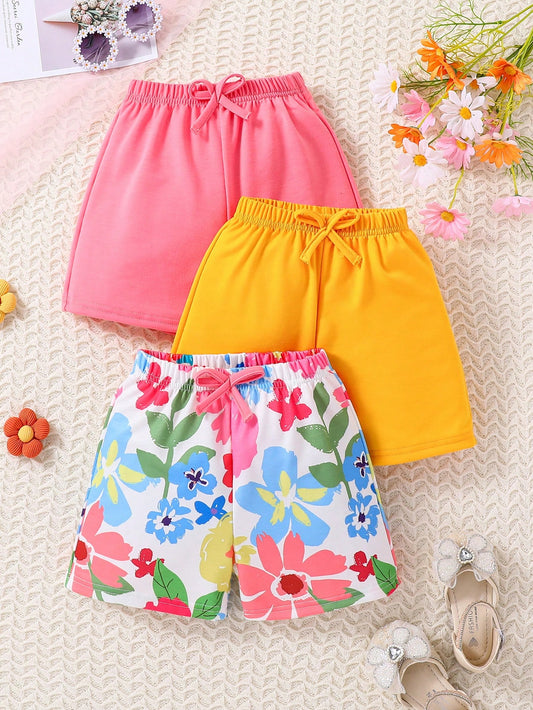 Young Girl Flower Printed Shorts For Summer