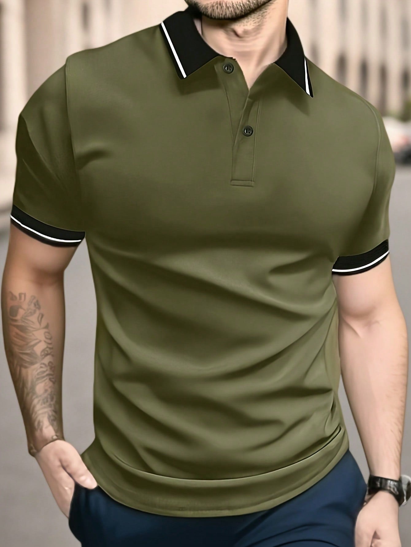 New Men's Short Sleeve Polo Shirt, Summer Color Block Classic Retro Simple Basic Sporty Casual Paul Shirt, Outdoor Wear