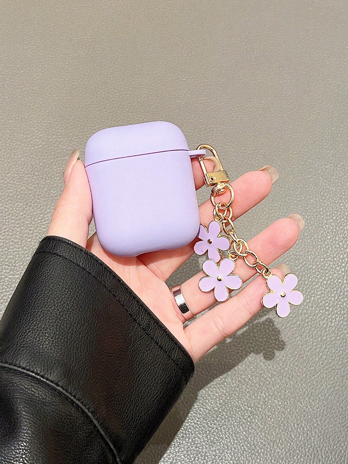 Minimalist Alloy Double-Sided Flower Keychain Apple Tpu Anti-Fall Earphone Protective Cover For AirPods1/2 AirPods Pro