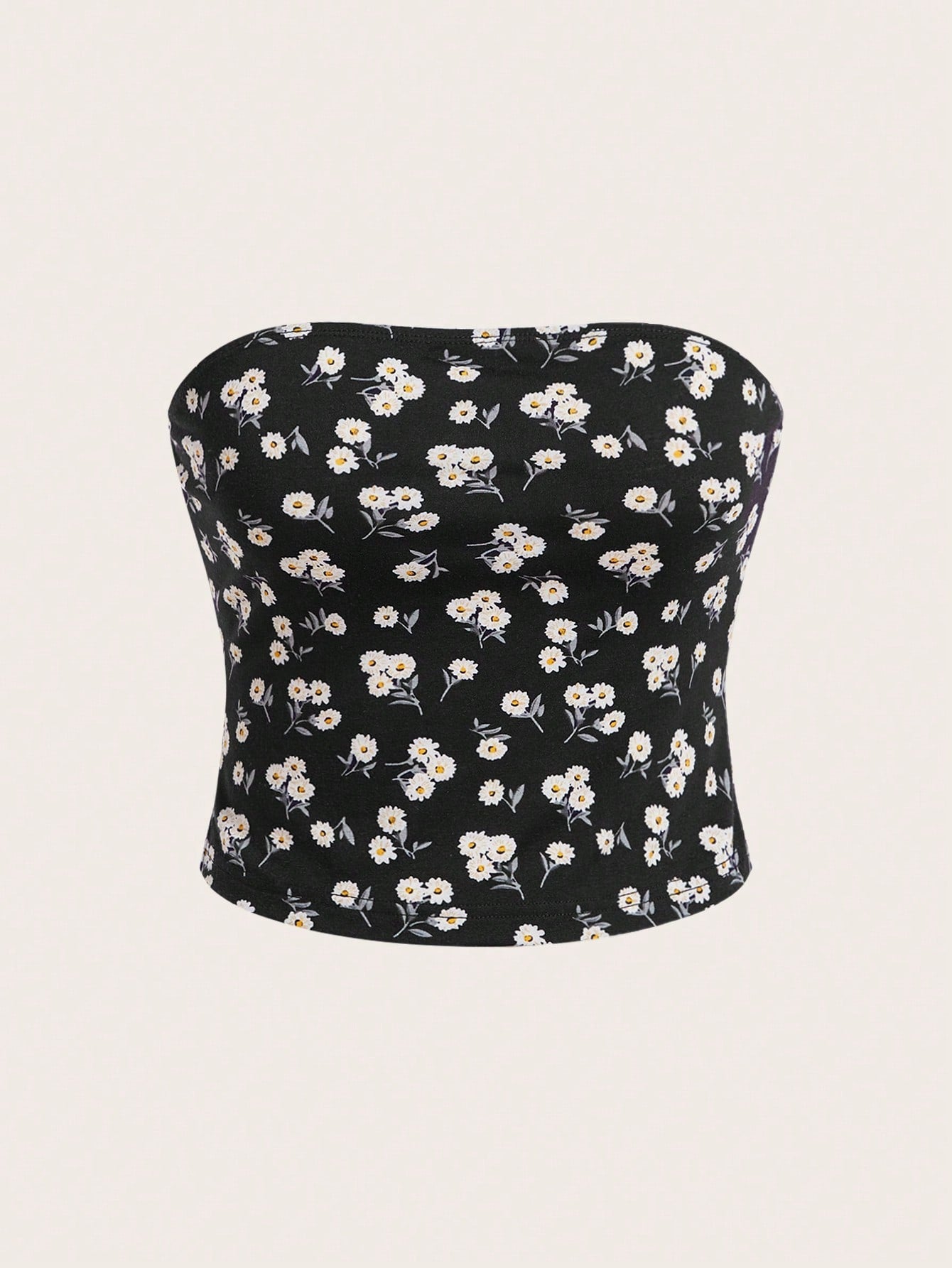 Women's Skull & Rose Pattern Tube Top Tight Casual Top For Summer