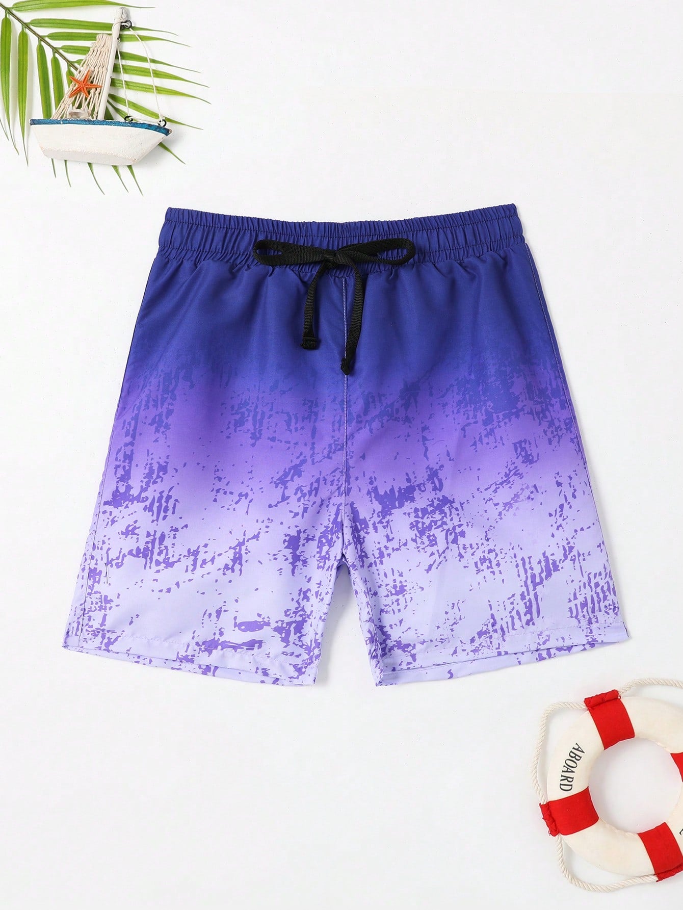 Tween Boy Ombre Print Drawstring Waist Swim Shorts