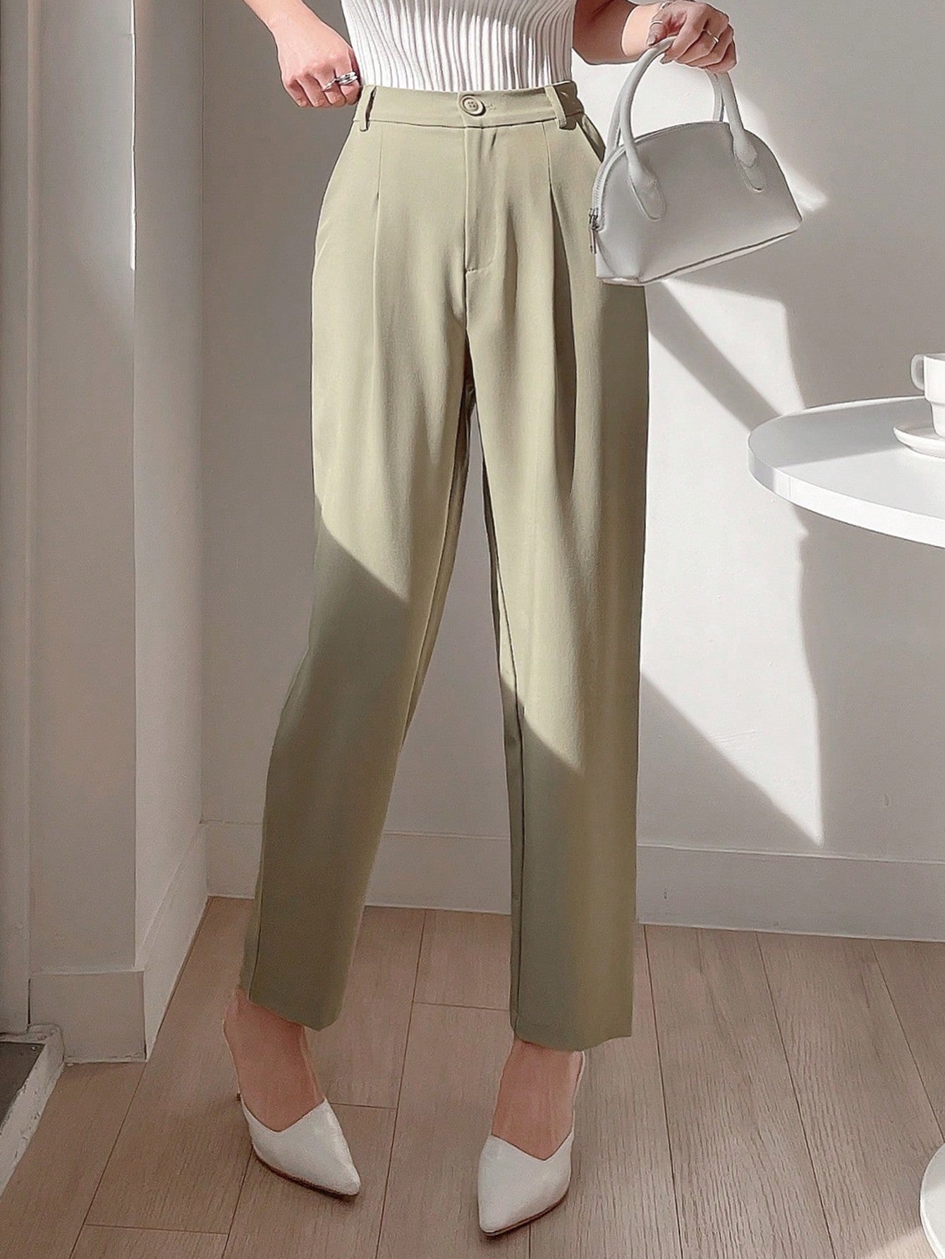 DAZY High Waist Plicated Detail Tailored Pants