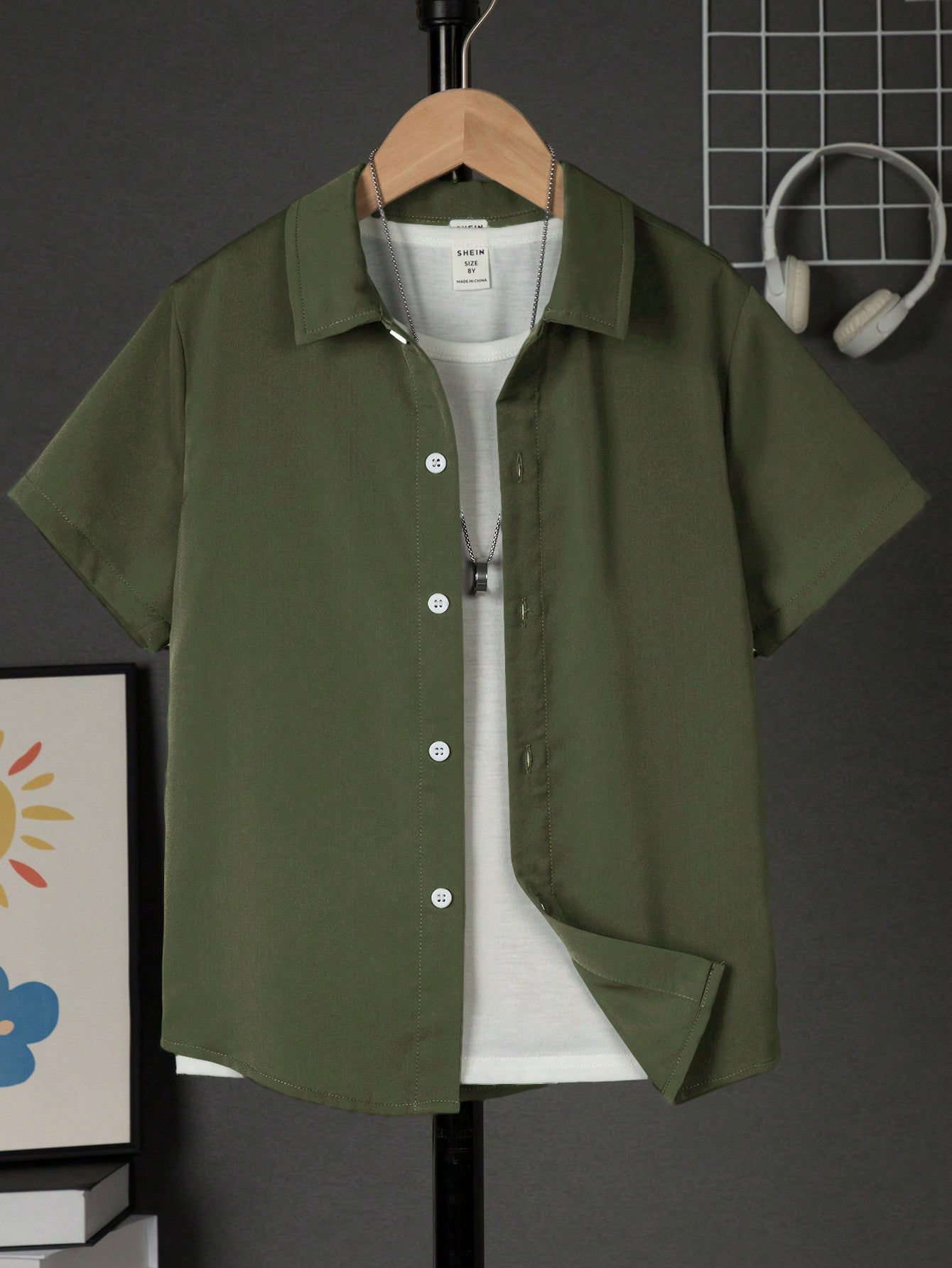 Tween Boys' Casual Comfortable Solid Color Short Sleeve Shirt