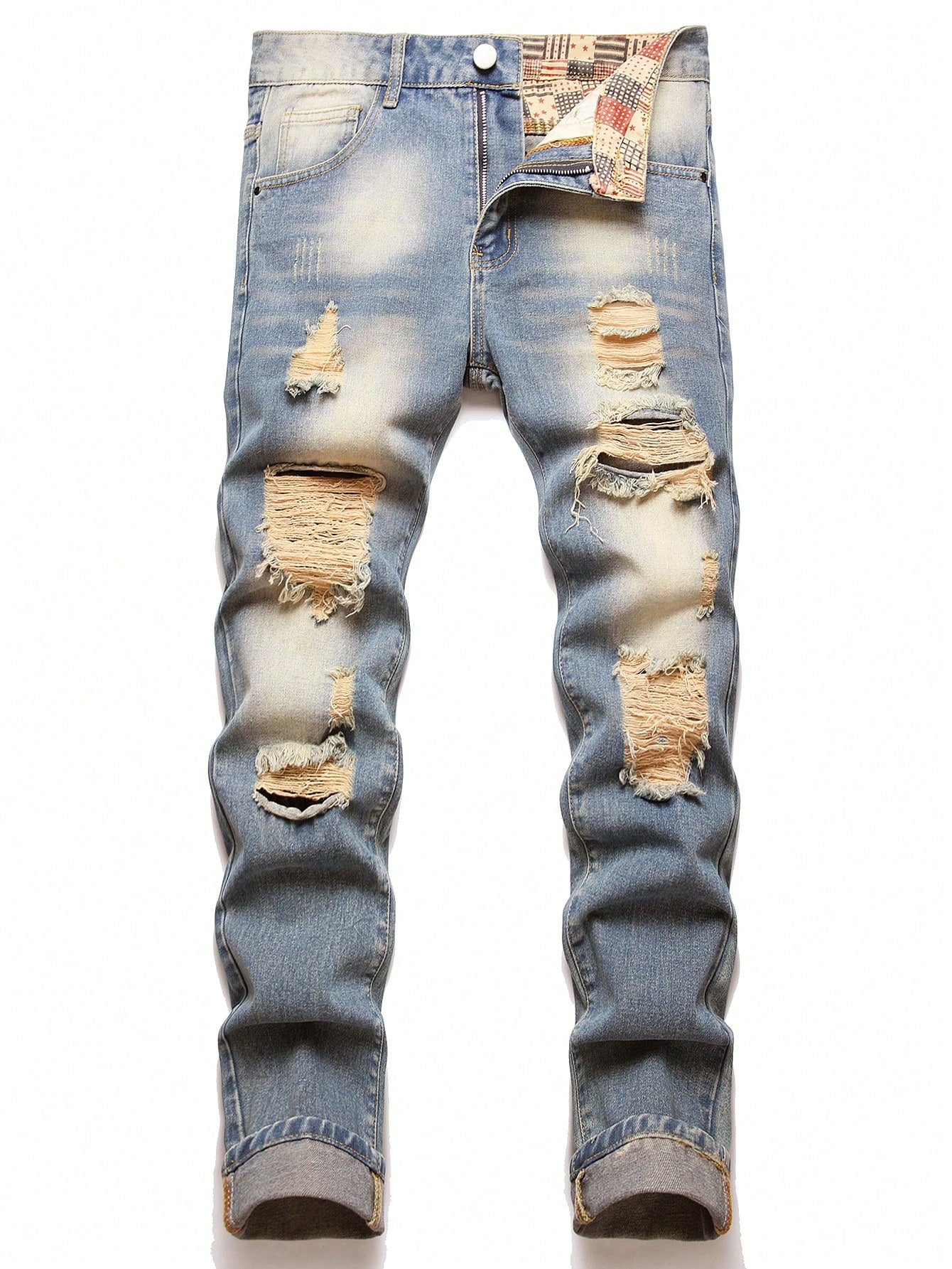 Men's Vintage Ripped Fashionable Slim Fit Jeans