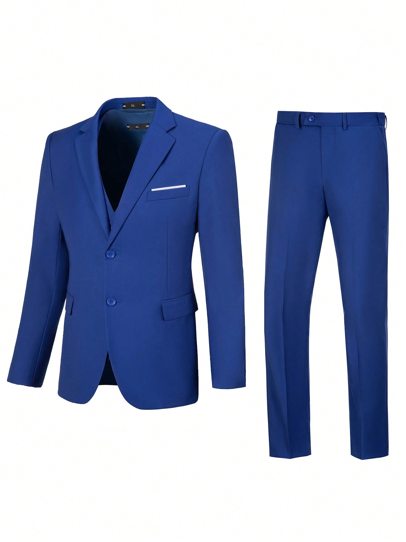 3pcs Men's Champagne Color Suit Set: Blazer, Pants, Vest