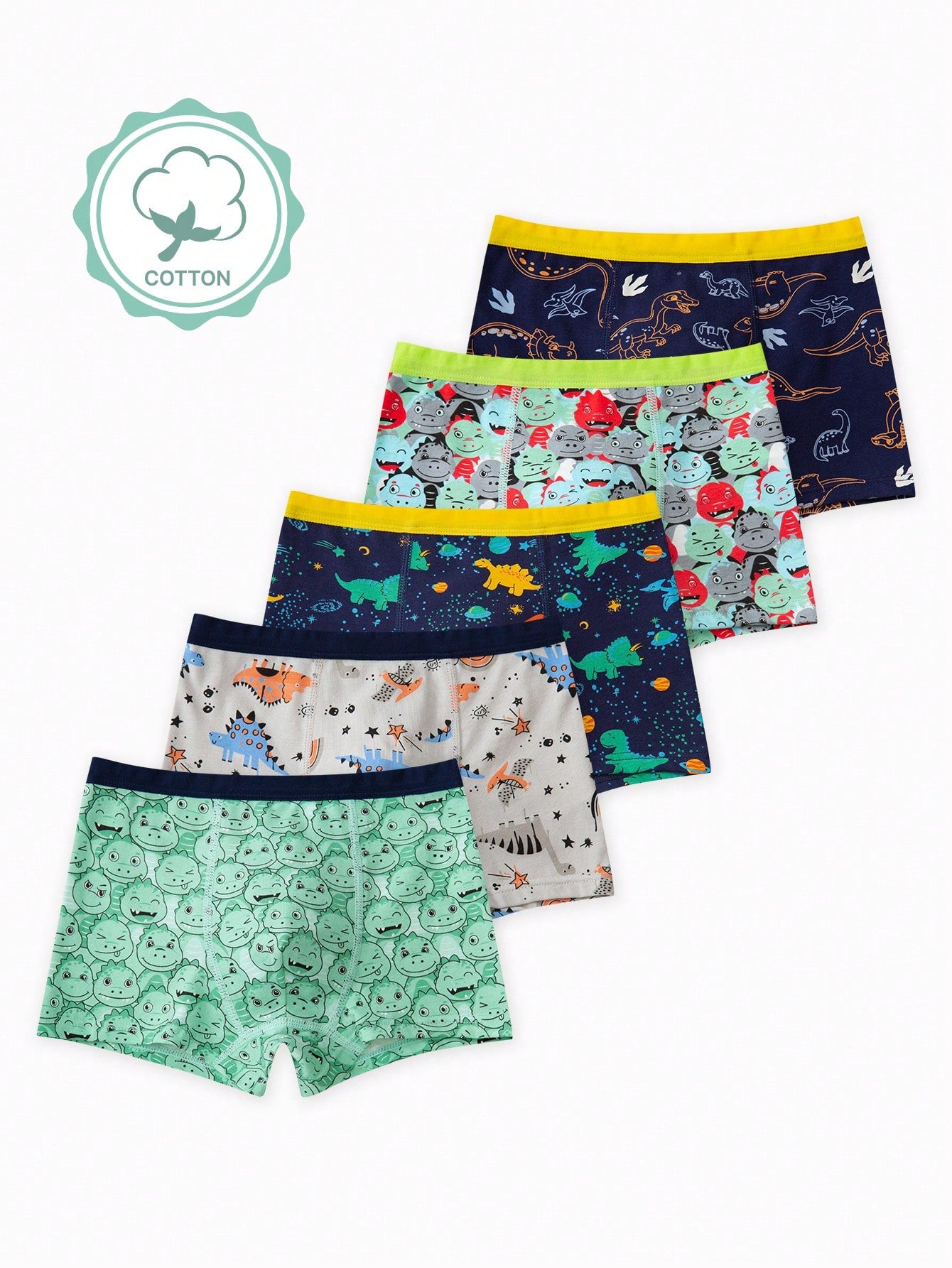 Young Boy 5pcs Cartoon & Letter Graphic Boxer Brief