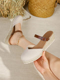 Women's Fashionable Wedge Heel Thick Sole Open Toe Slippers, Closed Toe Cut-Out Comfortable Flax Bottom Shoes, Woven Wedge Heel Summer Sandals