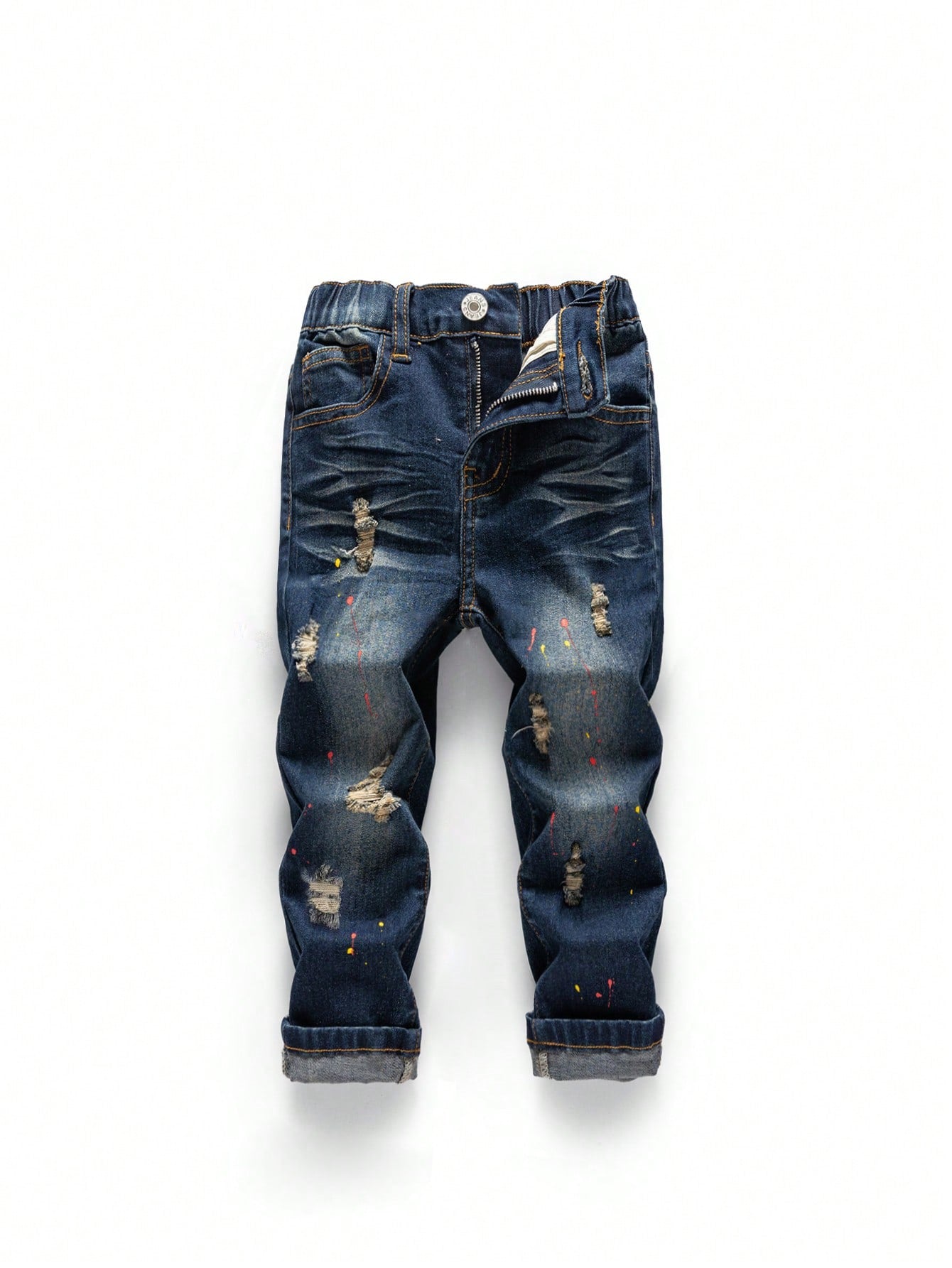 Young Boy Jeans, New Arrival Casual & Stylish, Paint Splash & Distressed Design, Washed Jeans