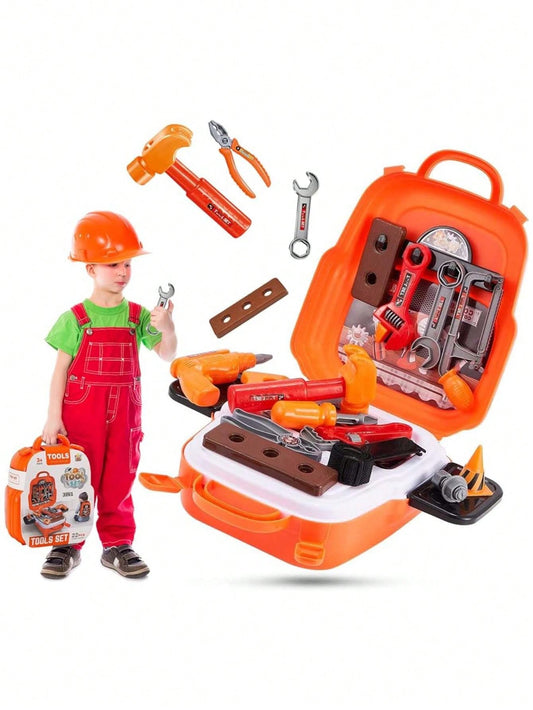 22-Piece Kids Tool Set, Repair Tool Backpack, Gift With Play Drill And Tool Box, Durable Portable Fun Tool Set For Boys And Girls