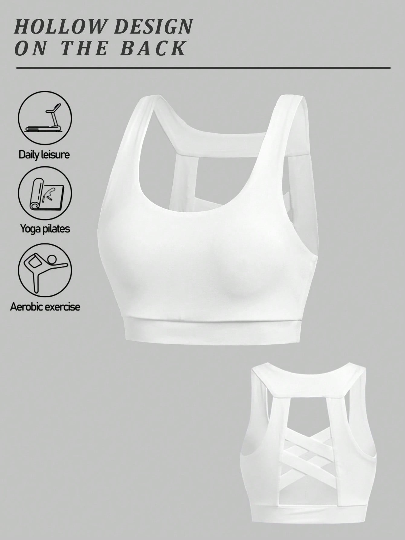 Tween Girl Solid Cut Out Back Sports Bra