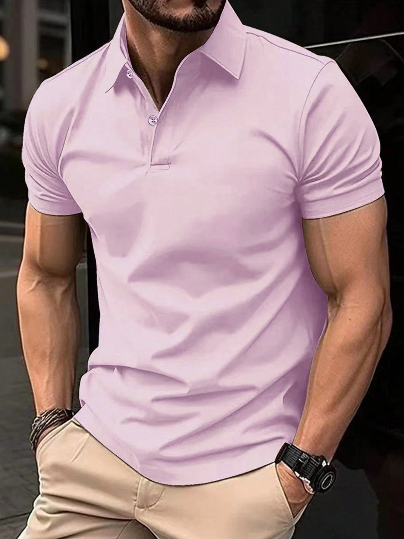 Men's Summer Solid Short Sleeve Casual Commuting Polo Shirt