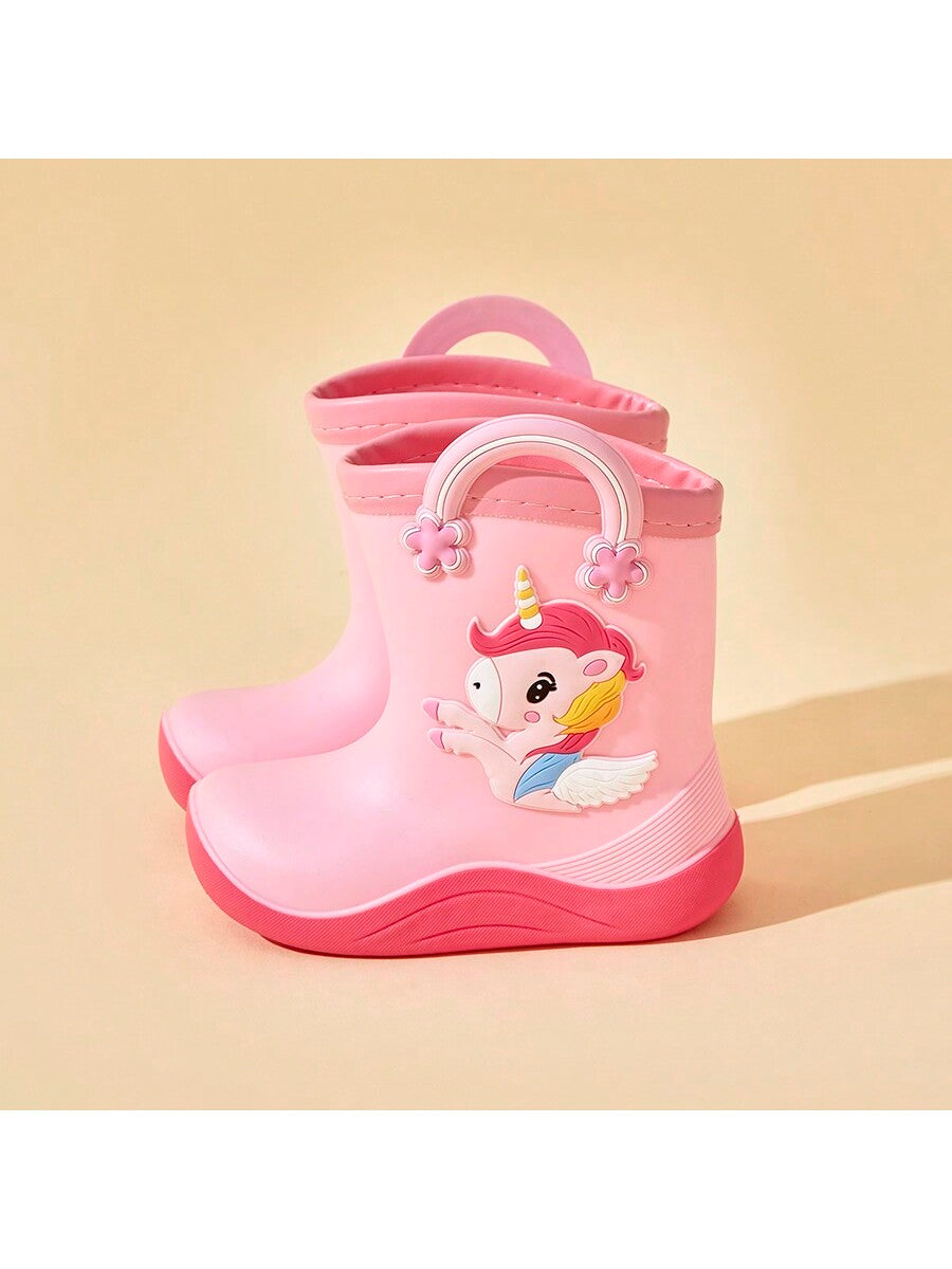 1pair Cartoon Children's Rubber Boots For Girls, Fashionable Style