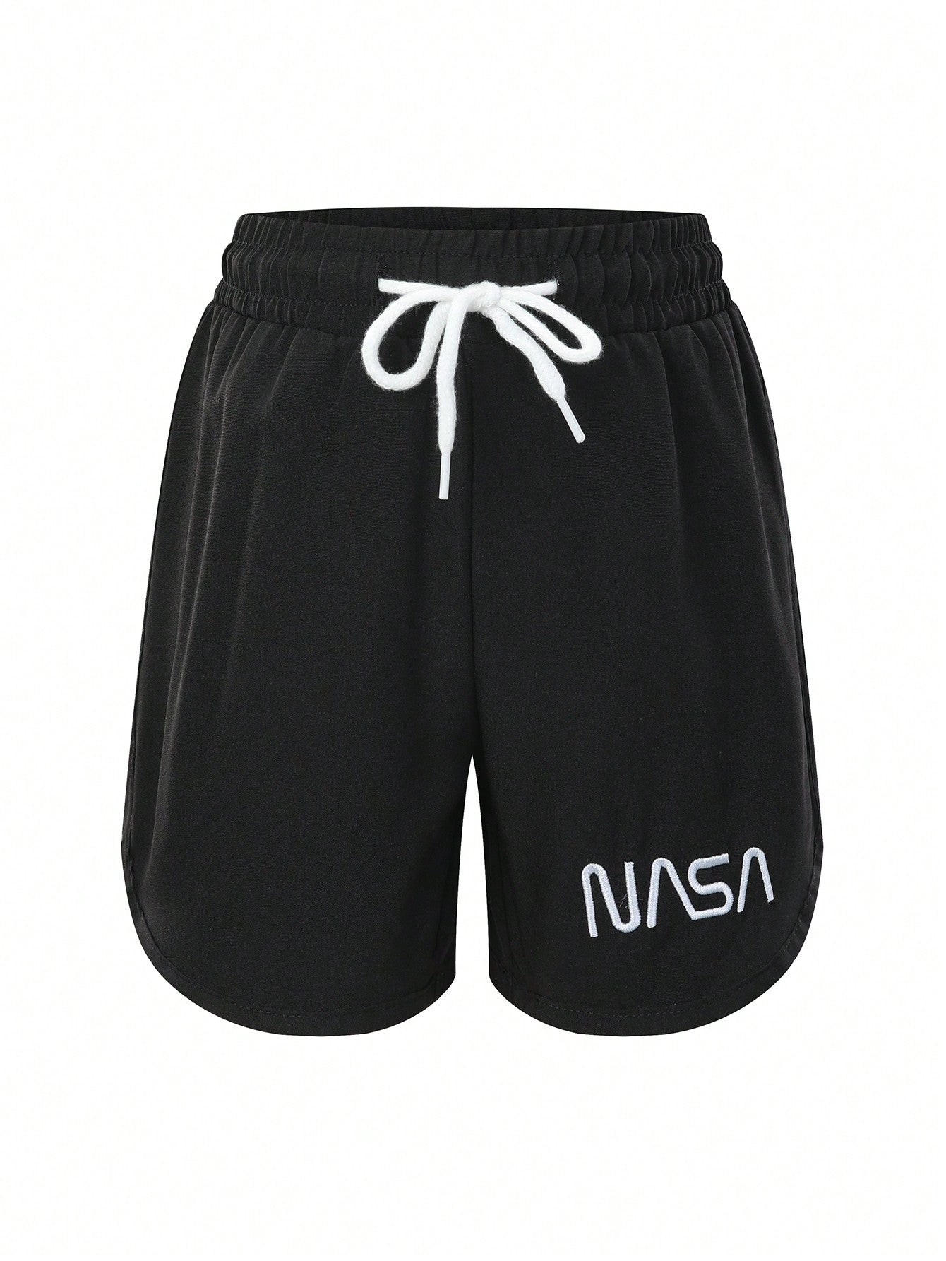 Young Boy Drawstring Waist Sports Shorts With Letter Print