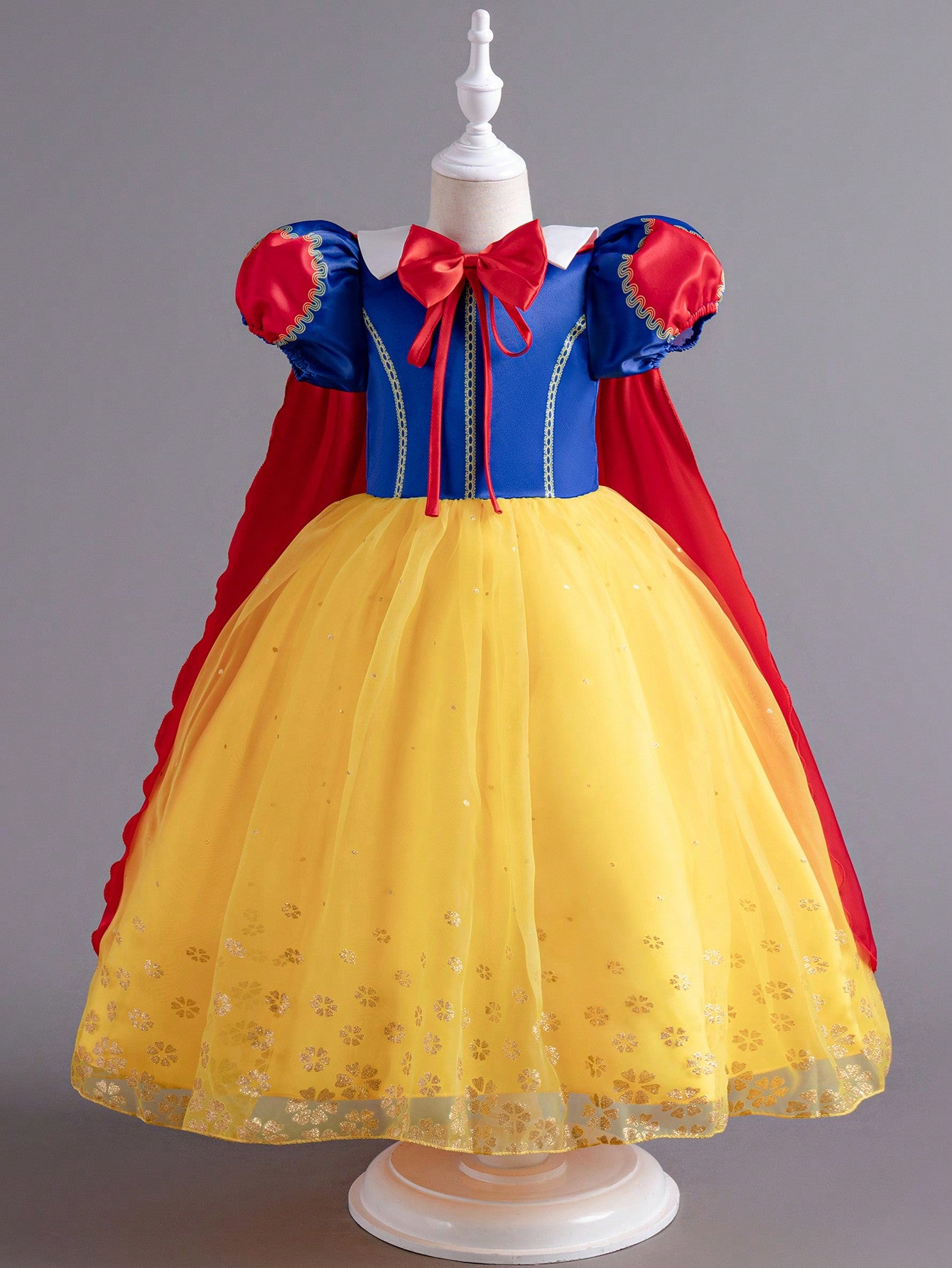 Blossomsprite Kids Young Girl Cosplay Bow Puff Sleeve Princess Birthday Party Dress