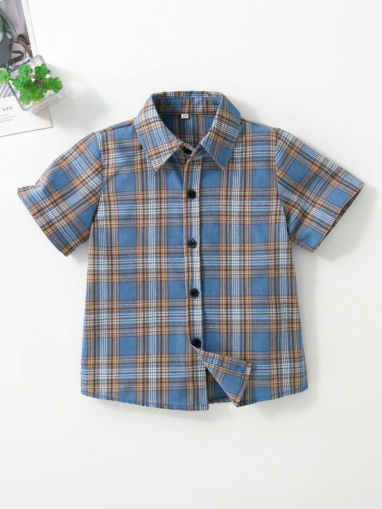 Young Boys' Short Sleeve Plaid Shirt