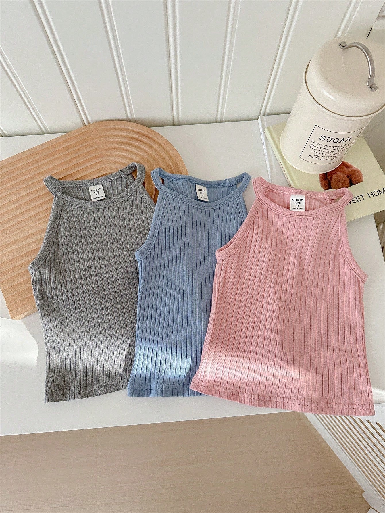 Young Girl Sporty & Cool Knit Tank Top, Ribbed, Solid, 3pcs/Pack