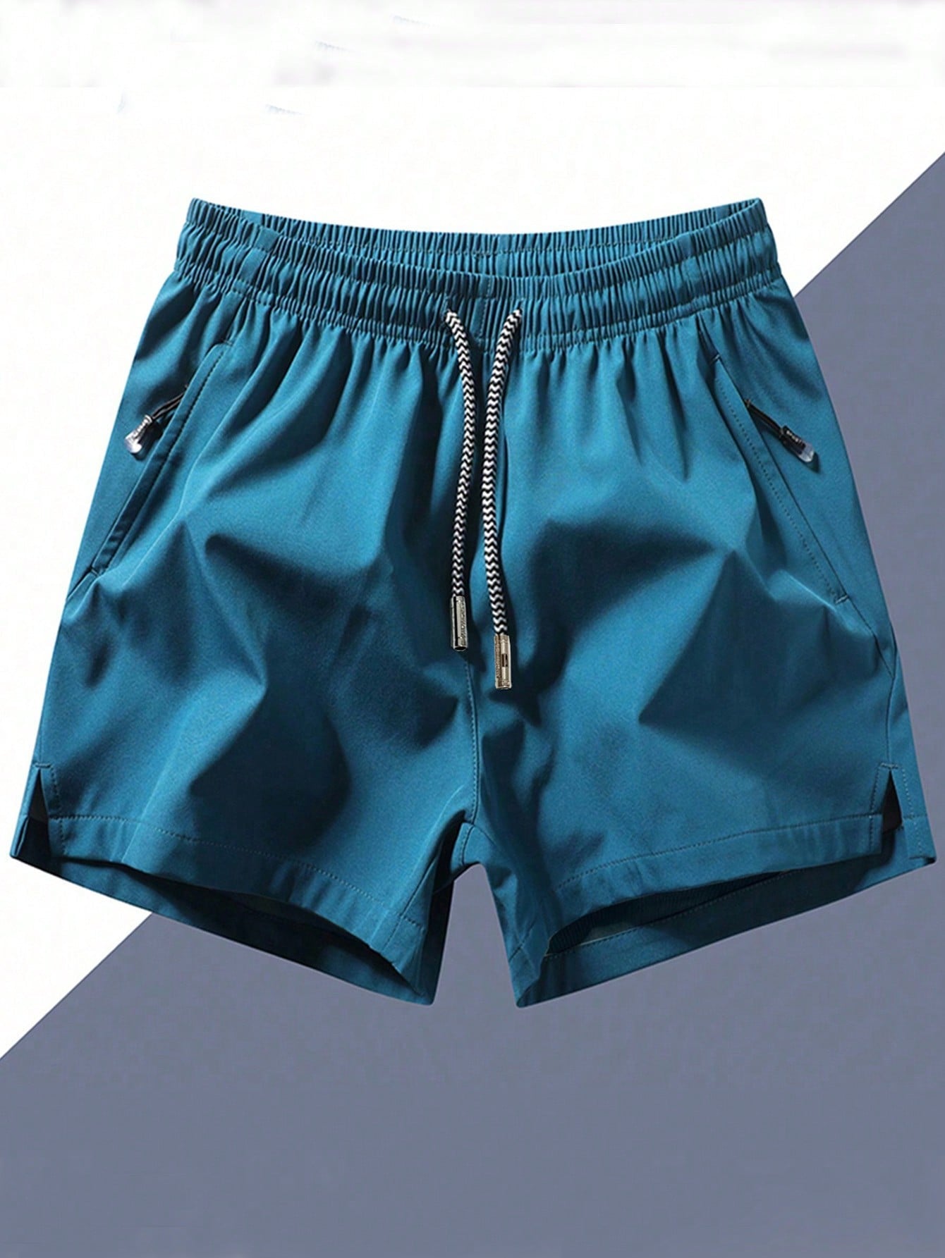 Men's Anti-Lost Zipper Pocket Drawstring Waistband Sports Shorts With Unique Design