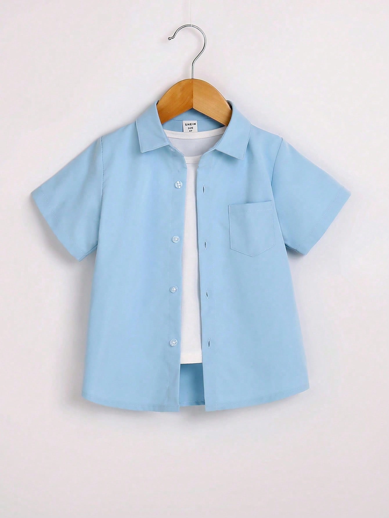 Young Boy Patched Pocket Shirt Without Tee