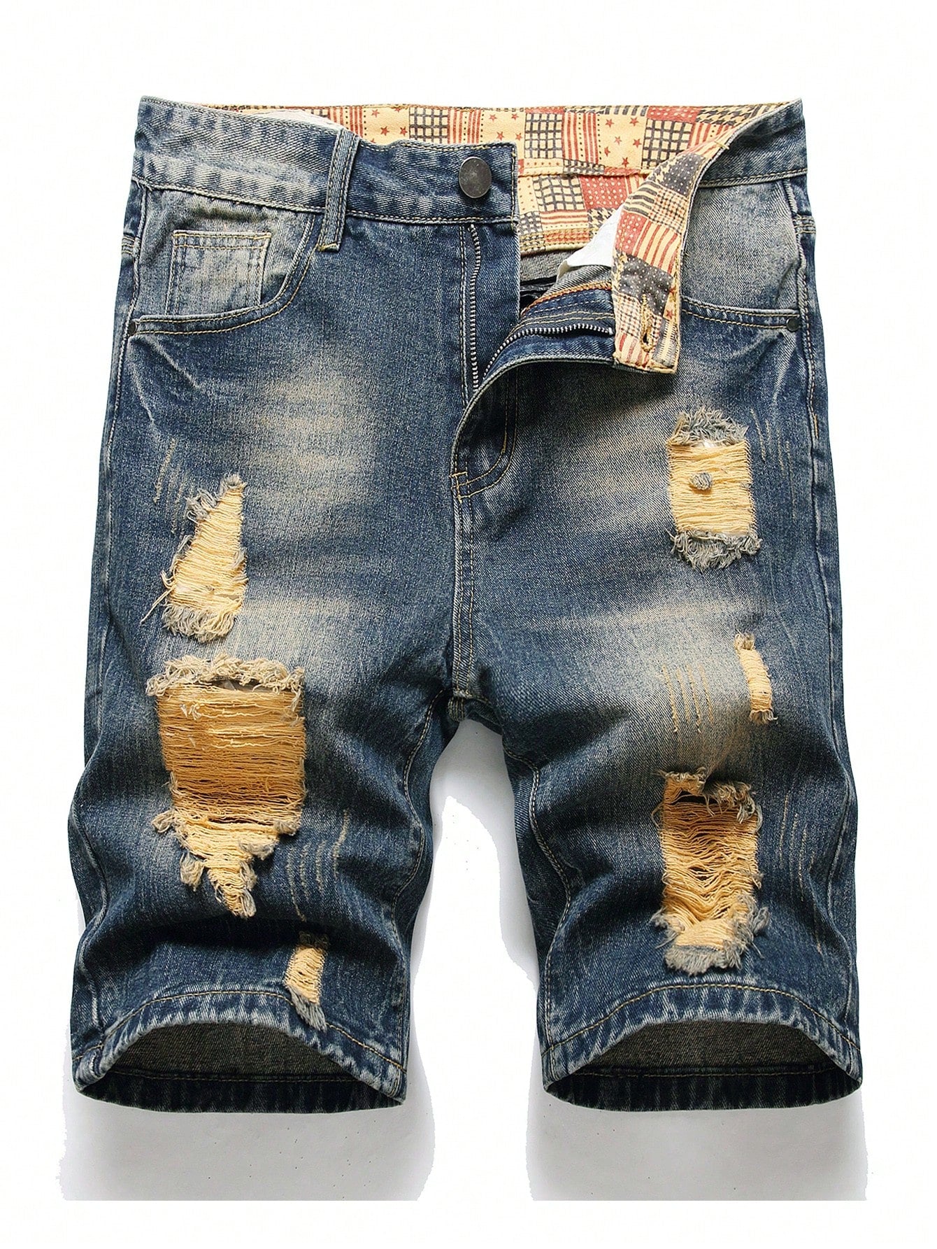 Men Ripped Frayed Denim Shorts