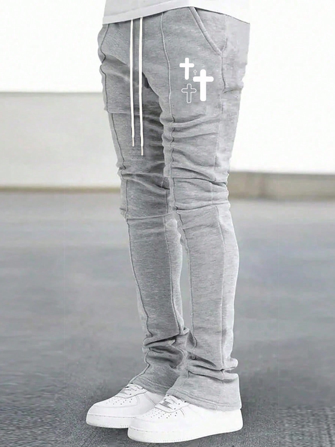 Men's Cross Printed Drawstring Waist Joggers