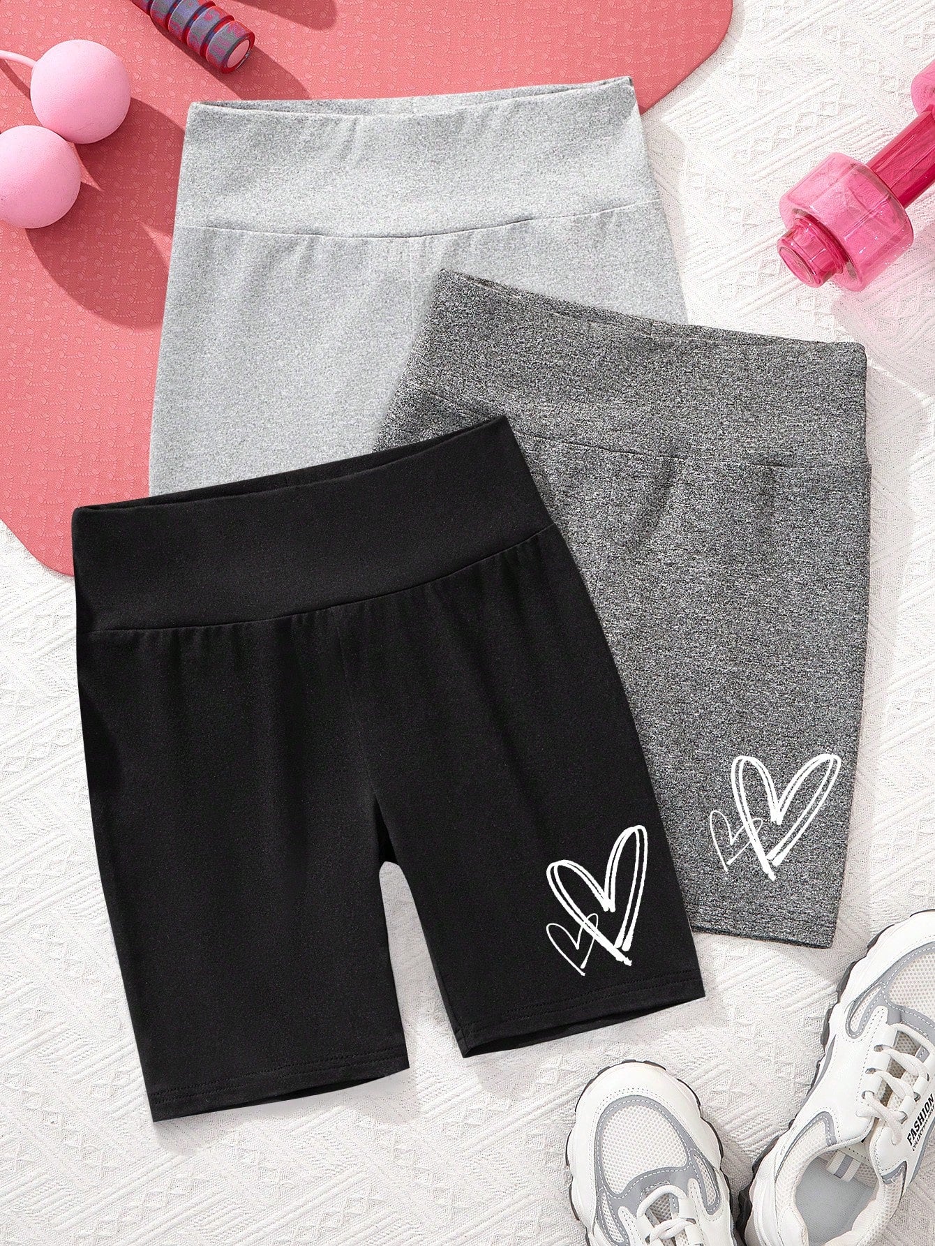 Tween Girl Casual Simple Heart Pattern Leggings Suitable For Spring And Summer