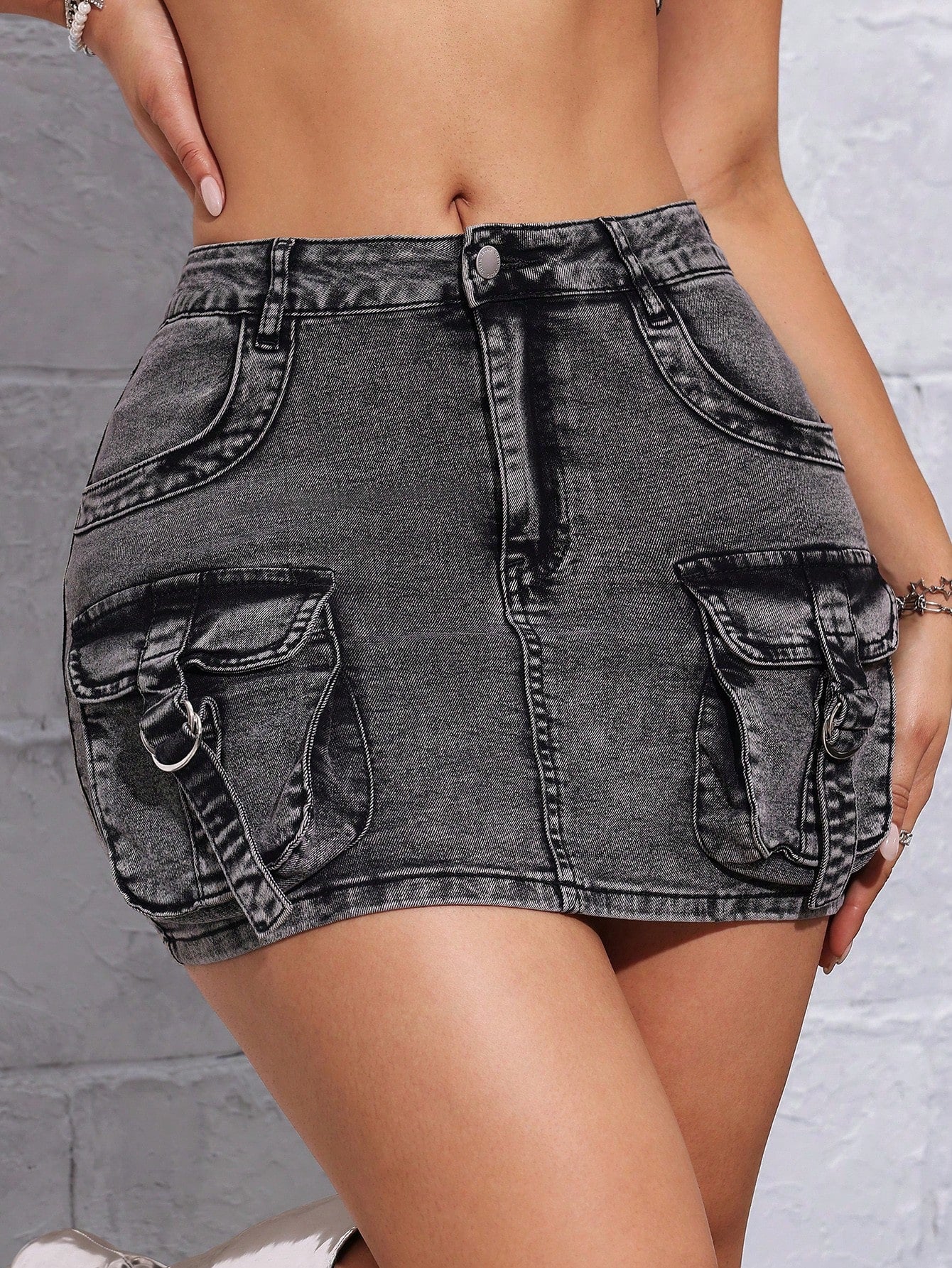 Y2K Concert Cowboy Denim Cargo Skirt