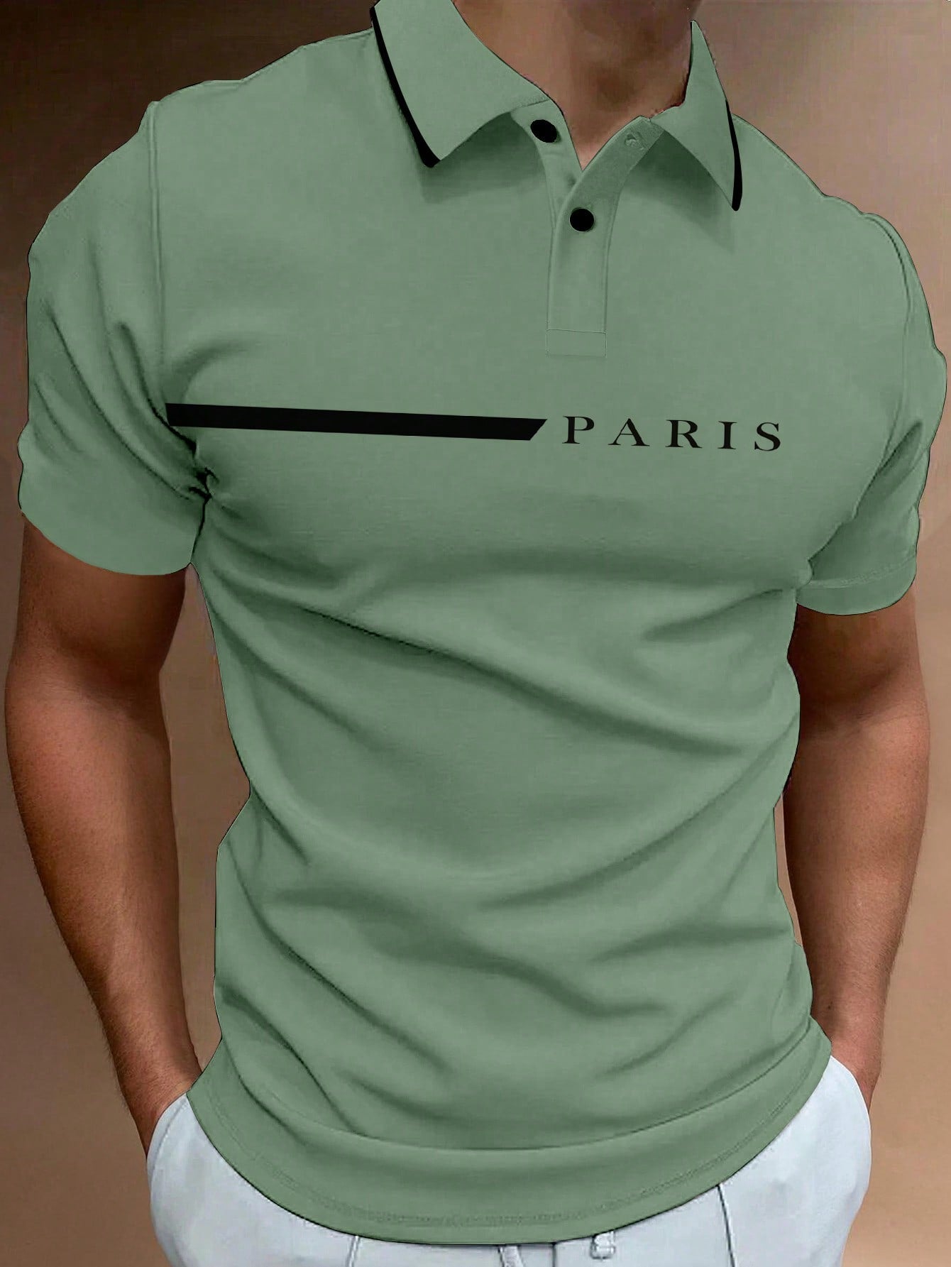 Men's Short Sleeve Polo Shirt With Letter Print