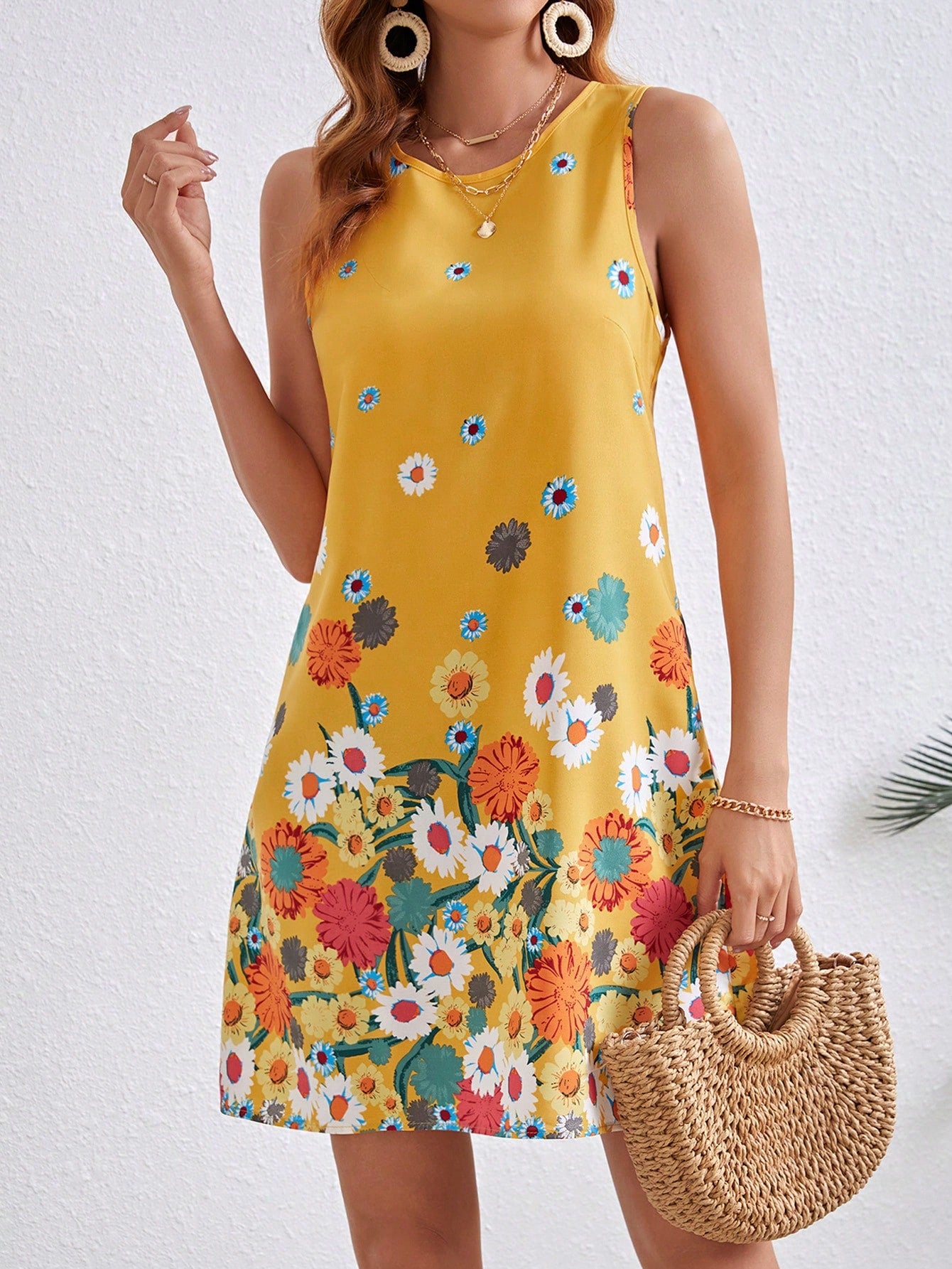 Women's Floral Print Sleeveless Bodycon Dress