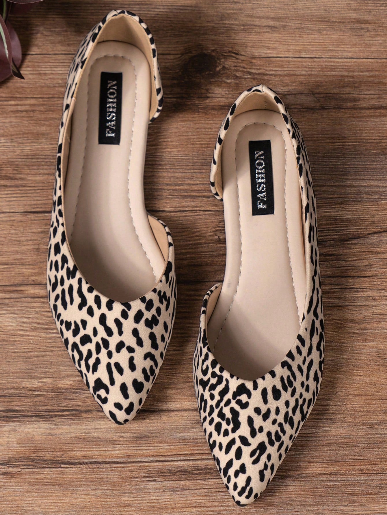 Women's Pointed Toe Flat Shoes, Zebra Print Side Cutout, Black & White Striped, Fashionable & Versatile