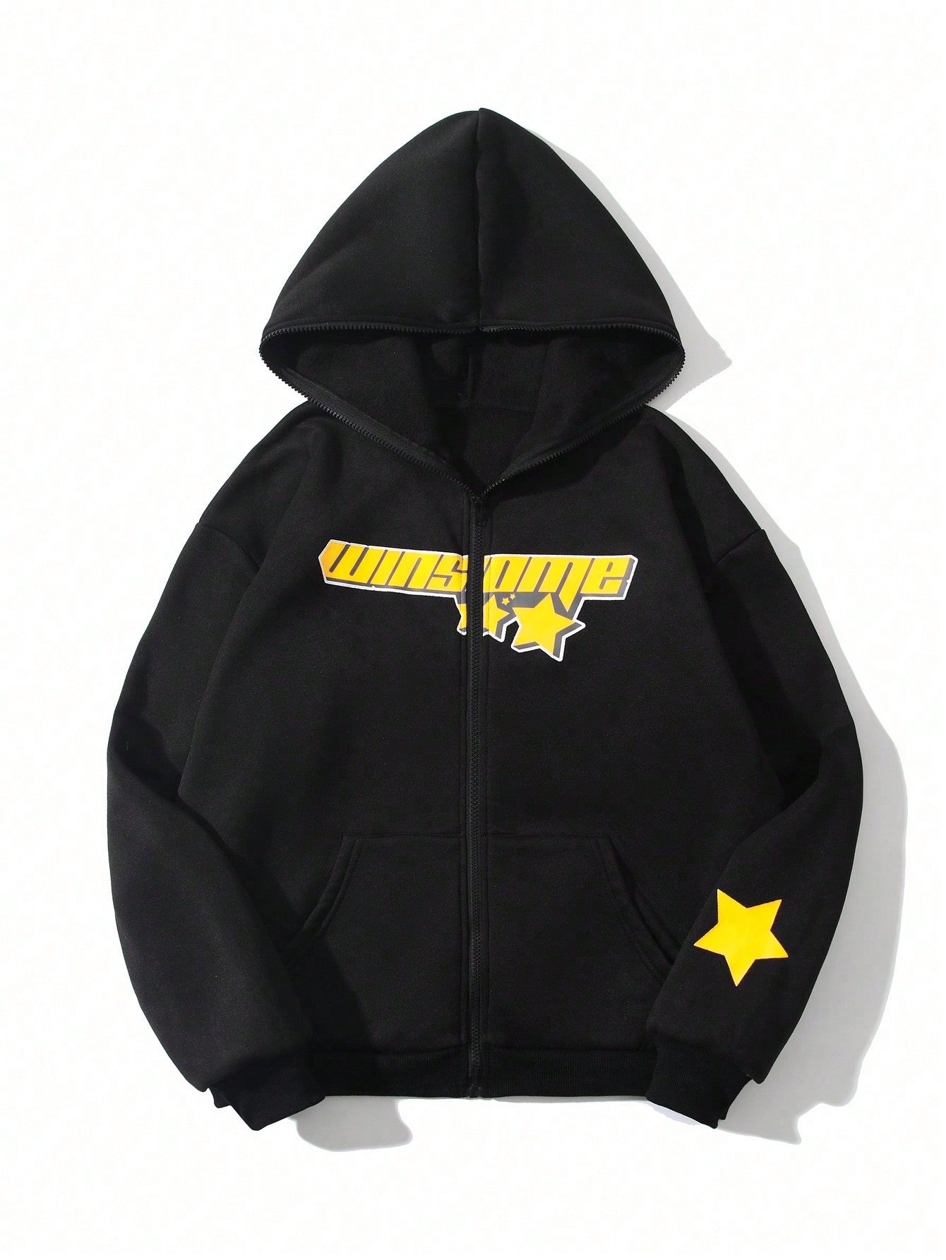 Women's Hooded Star And Letter Print Fleece Sweatshirt