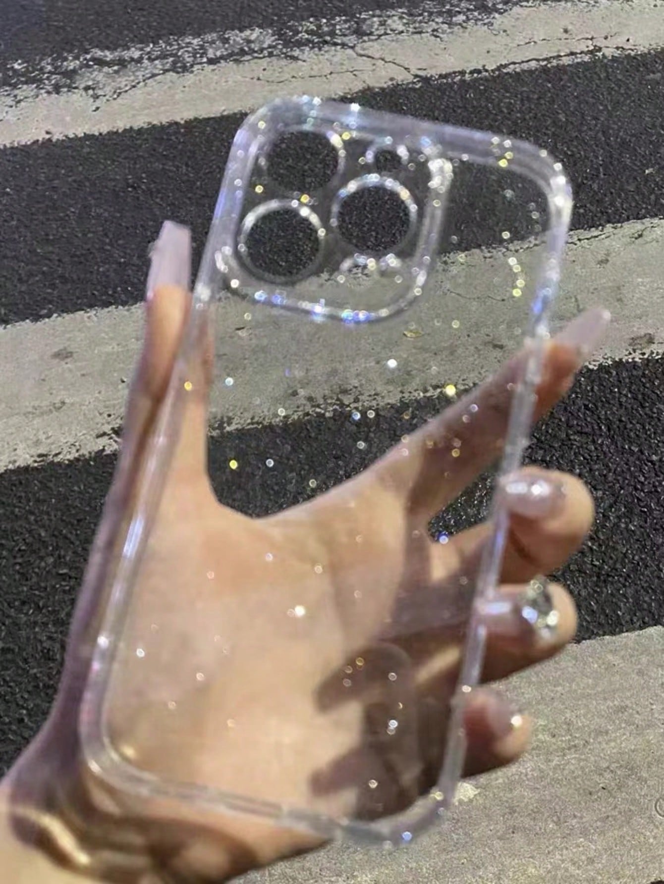 1pc Clear Case With 2.0mm Thick Glittering Starry Sky Pattern To Fit Iphone11/12/13/14 Pro Max/Xs/Xr/11 Pro/11 Pro Max/12 Pro/12 Pro Max/13 Pro/13 Pro Max/7 Plus/14 Pro/14 Pro Max/14 Plus/7 Plus/8 Plus/8/Se2