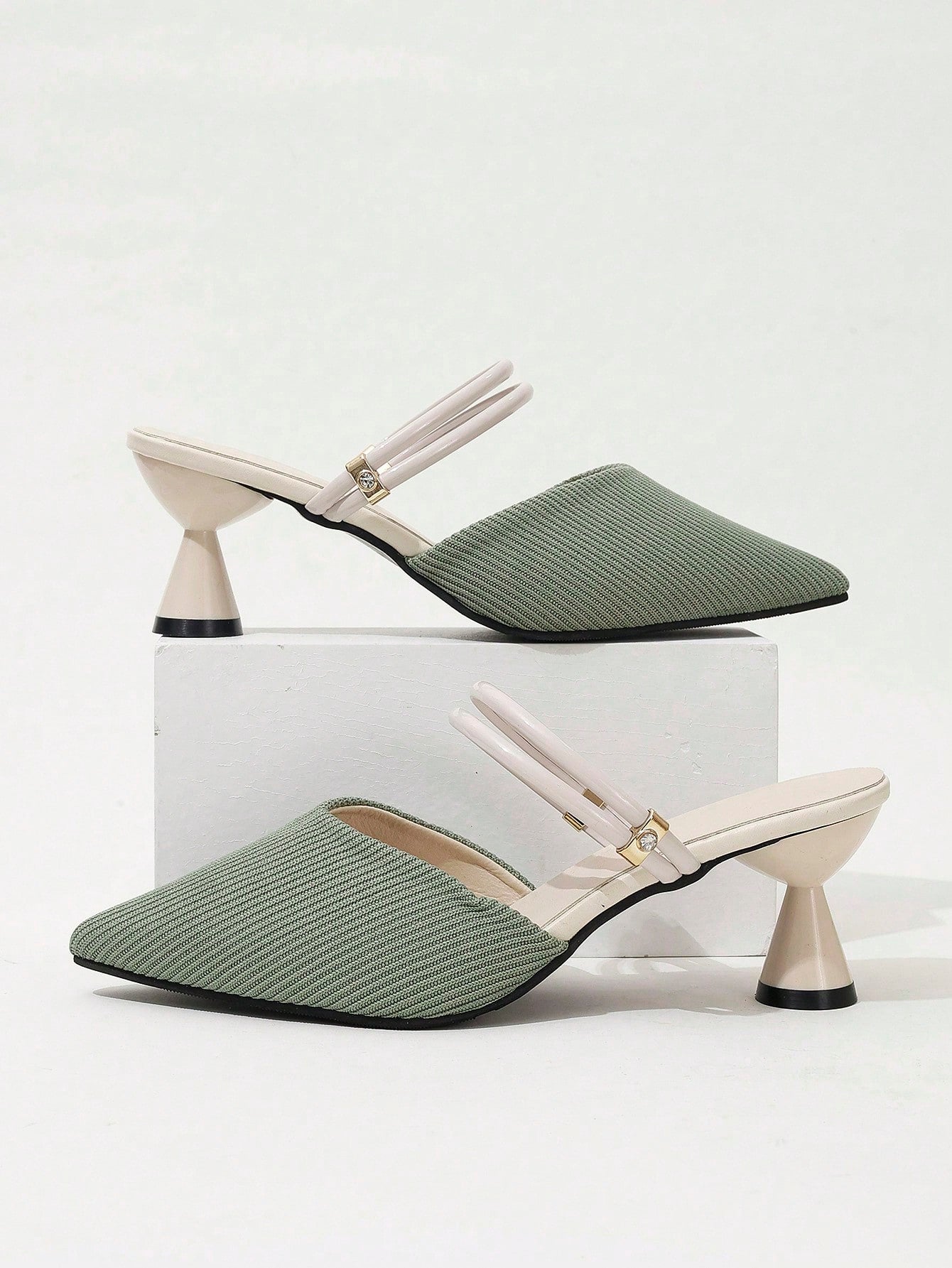 Women's Spring/Autumn New Pointed Toe Half-Slipper High Heels, Can Be Worn Two Ways